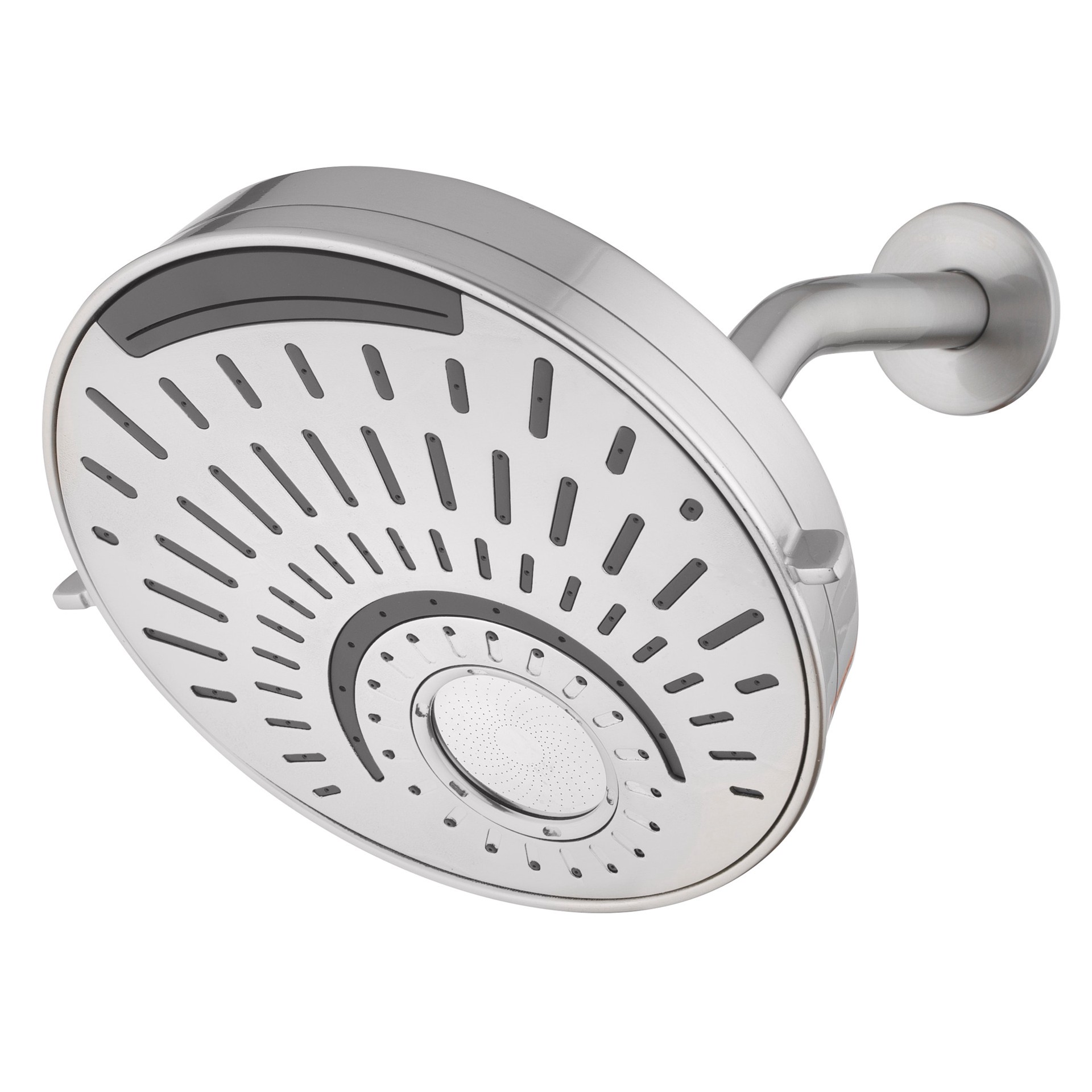 slide 1 of 6, allen + roth Nottingham 5 -Spray Brushed Nickel 8-in Round Shower Head 1.8 GPM, 1 ct