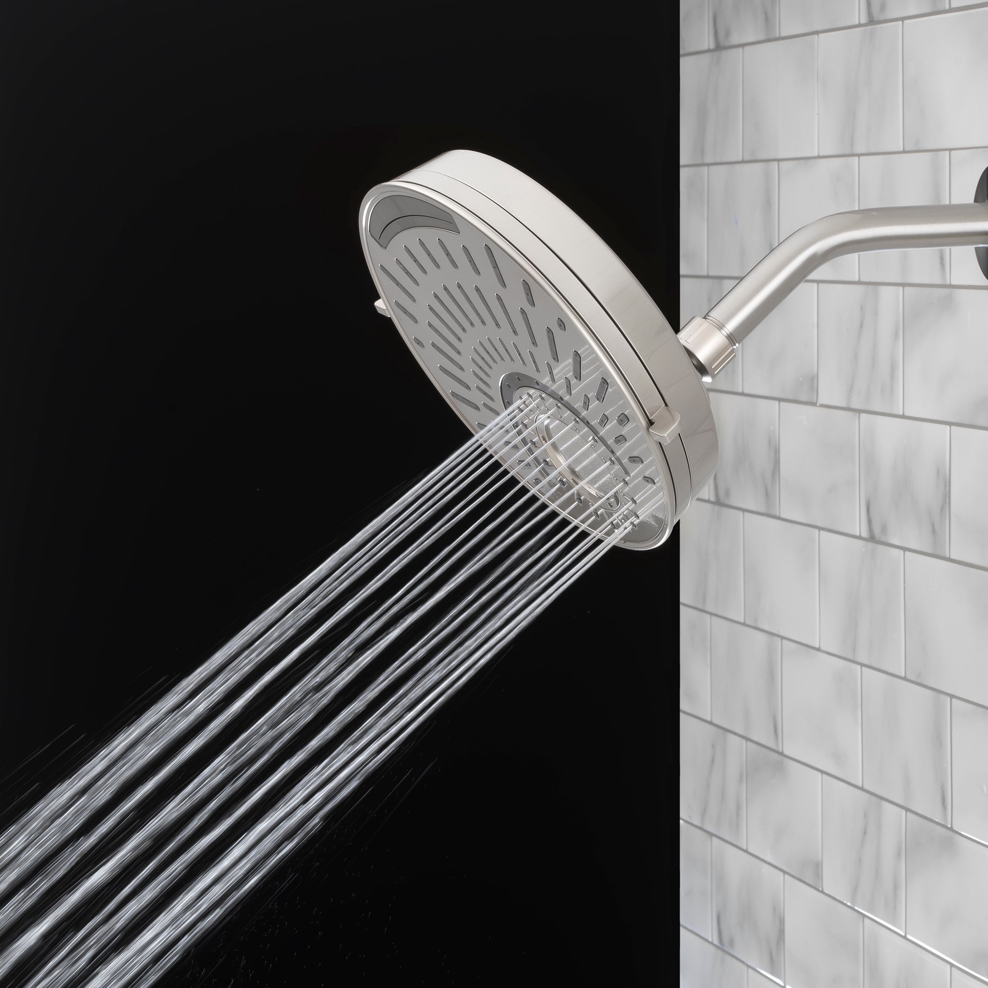 slide 5 of 6, allen + roth Nottingham 5 -Spray Brushed Nickel 8-in Round Shower Head 1.8 GPM, 1 ct