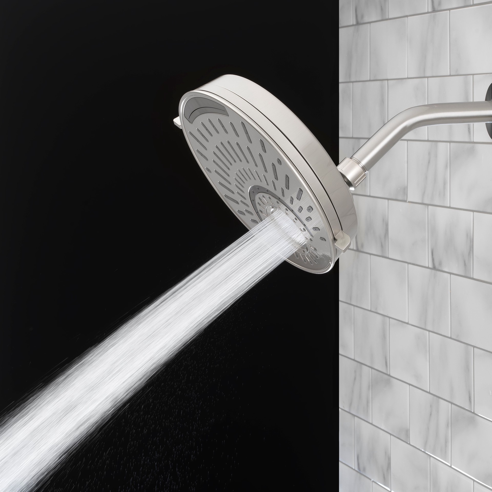 slide 6 of 6, allen + roth Nottingham 5 -Spray Brushed Nickel 8-in Round Shower Head 1.8 GPM, 1 ct