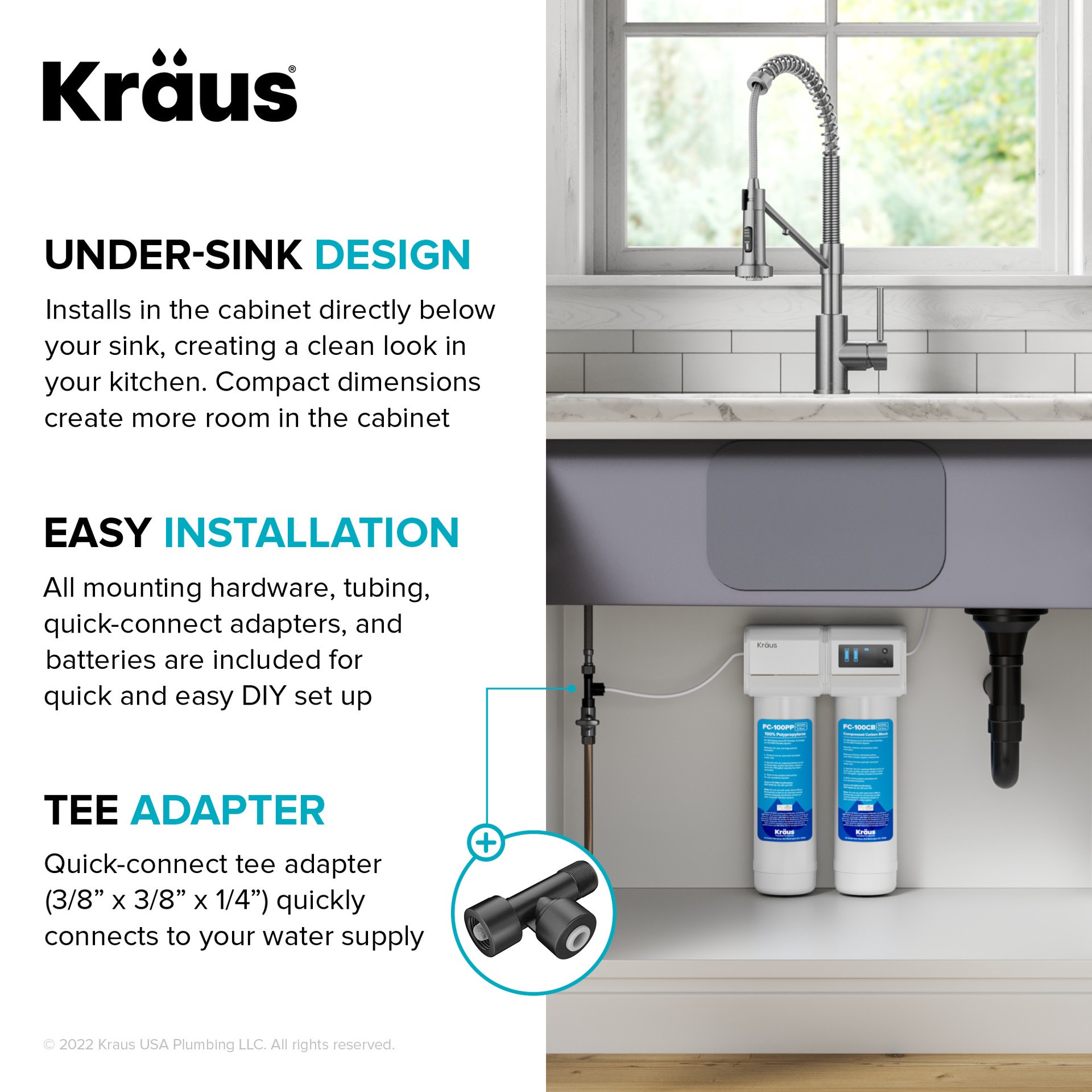 slide 3 of 6, Kraus Purita Dual-stage Carbon Block Reverse Osmosis Filtration Under Sink Water Filtration System, 1 ct