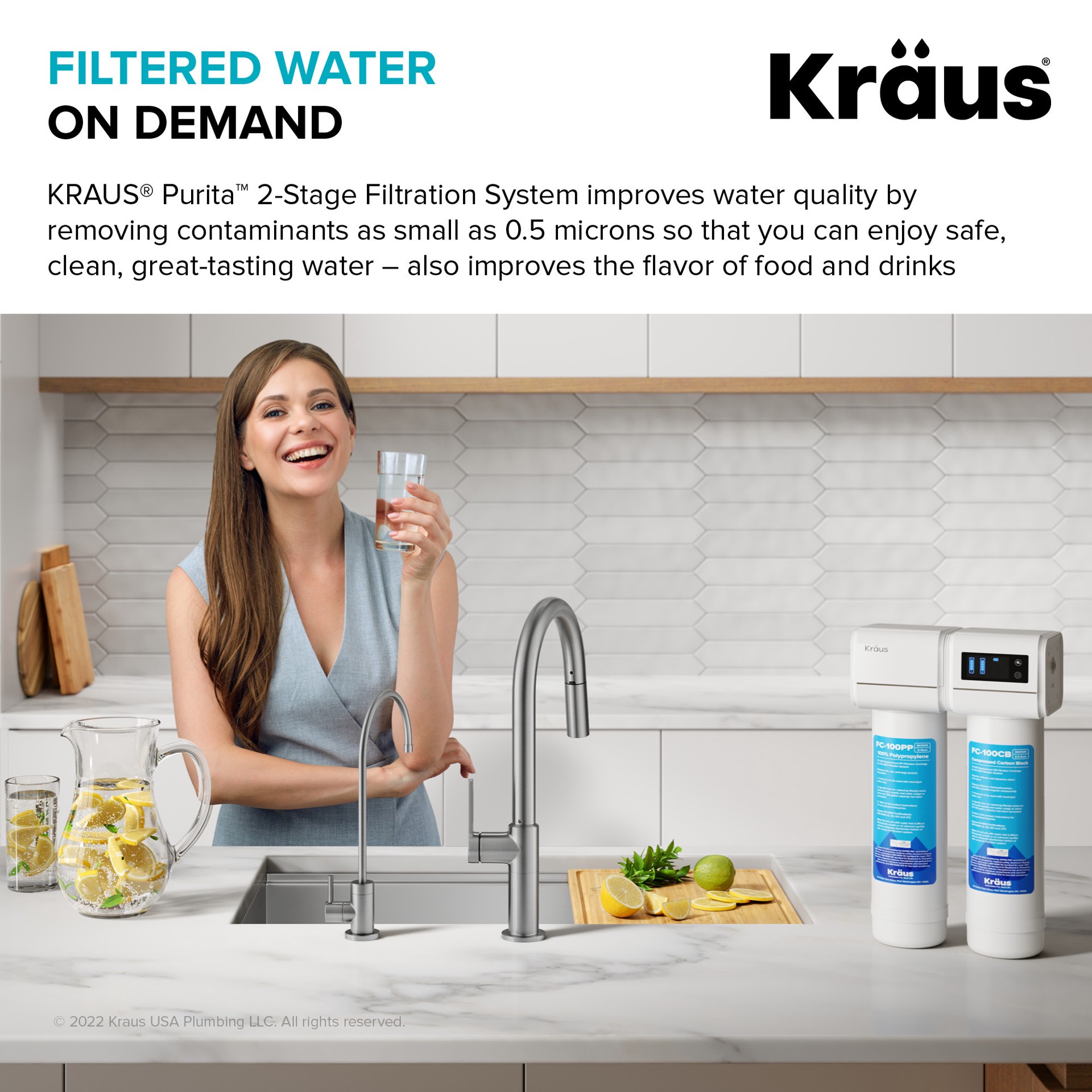 slide 4 of 6, Kraus Purita Dual-stage Carbon Block Reverse Osmosis Filtration Under Sink Water Filtration System, 1 ct