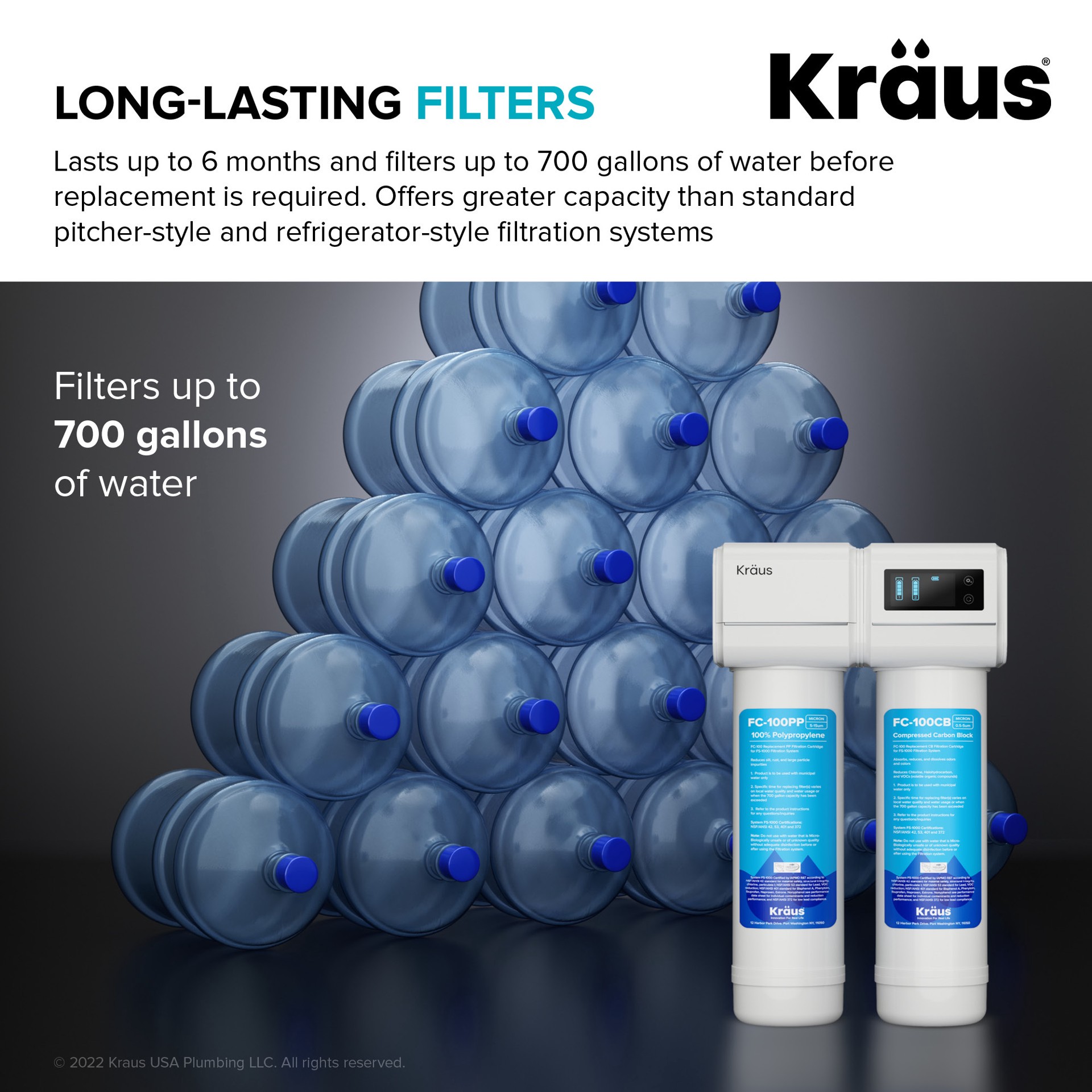 slide 6 of 6, Kraus Purita Dual-stage Carbon Block Reverse Osmosis Filtration Under Sink Water Filtration System, 1 ct