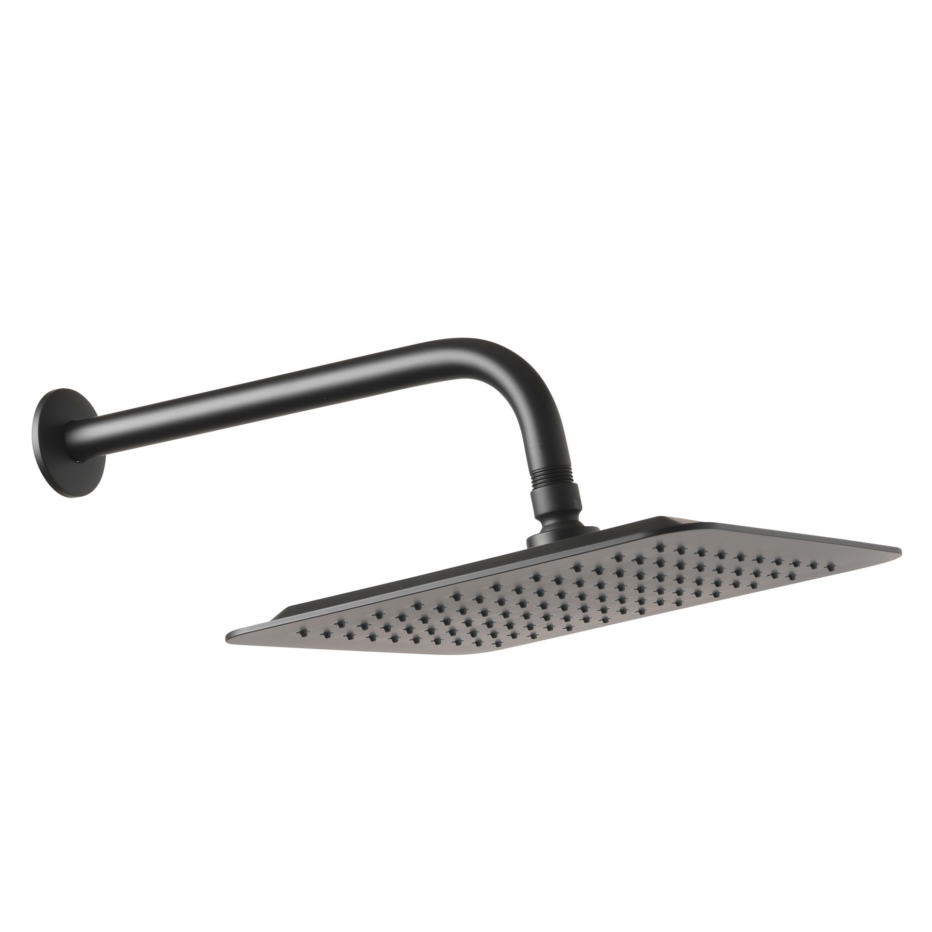 slide 3 of 6, allen + roth Reign 1 -Spray Matte Black 10-in Square Rain Shower Head 1.8 GPM, 1 ct