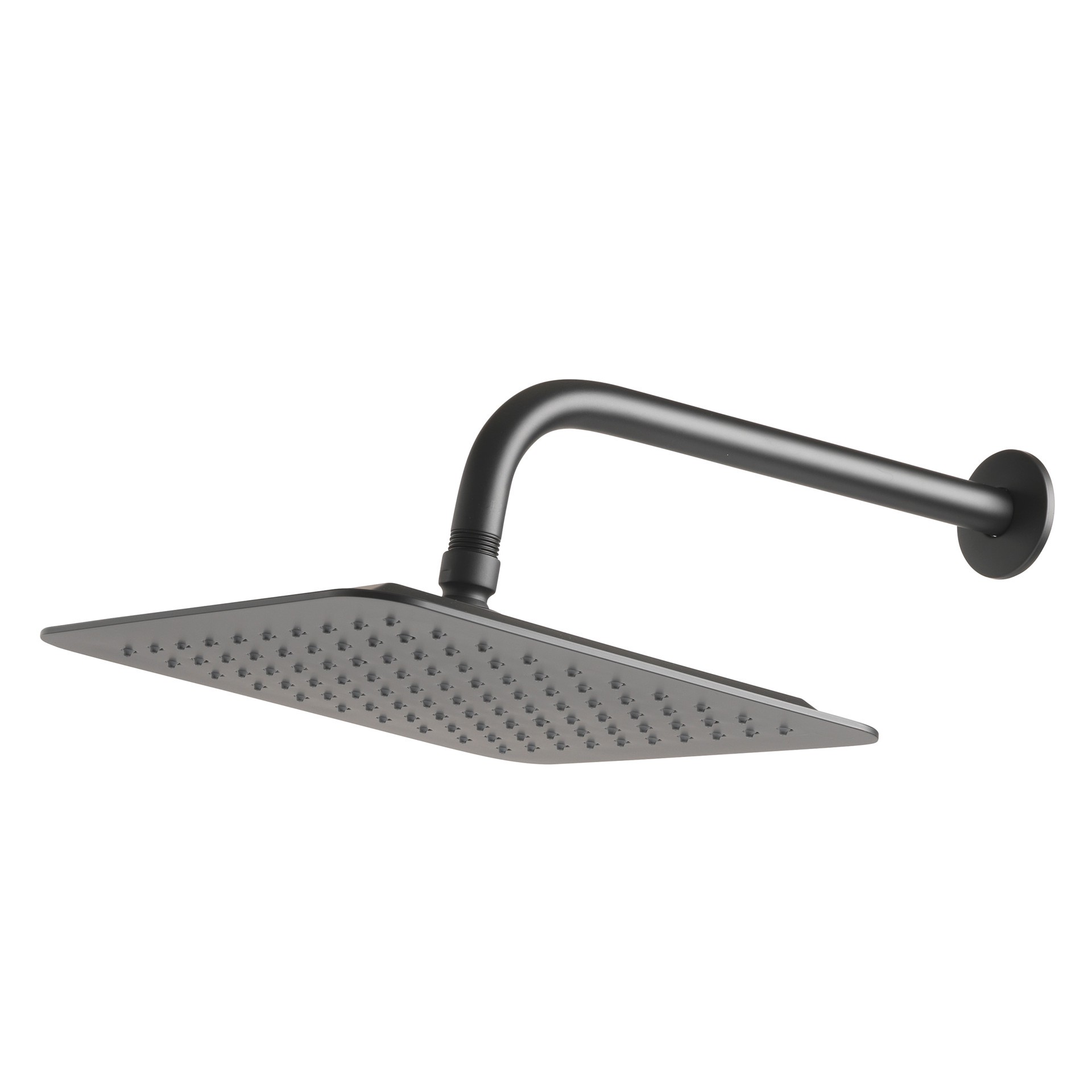 slide 1 of 6, allen + roth Reign 1 -Spray Matte Black 10-in Square Rain Shower Head 1.8 GPM, 1 ct