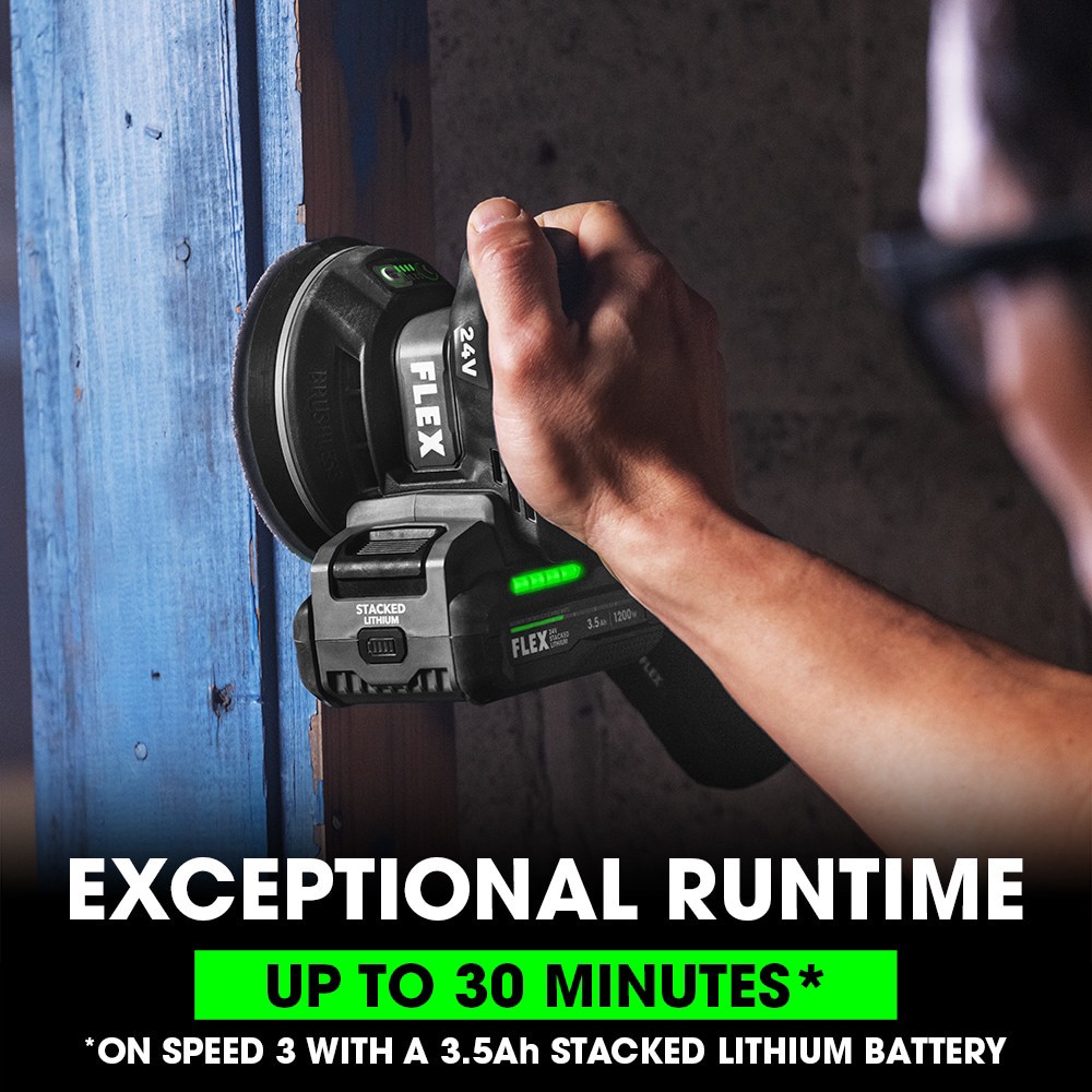 slide 4 of 6, FLEX 24-Volt Brushless Variable Speed Random orbital Cordless Sander with Dust Management (Battery Not Included), 1 ct