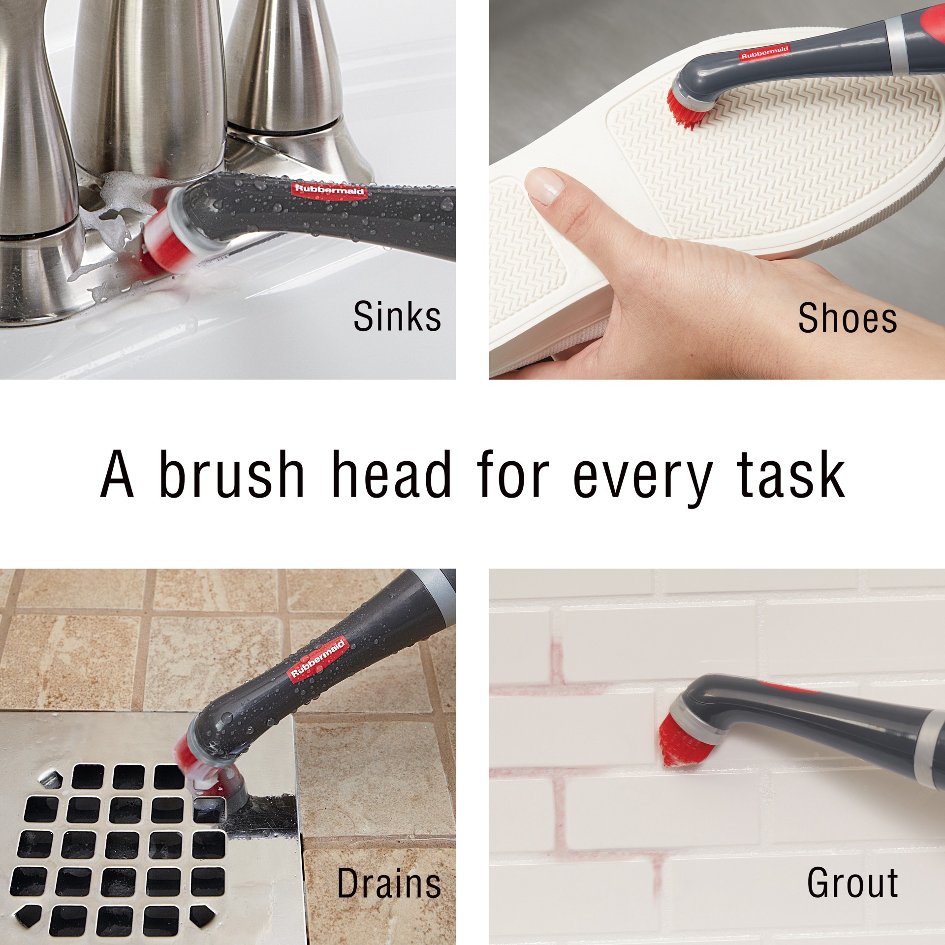 slide 6 of 6, Rubbermaid Power Scrubber with 2 Scrubbing Heads - All Purpose Grout Power Scrubber, 1 ct