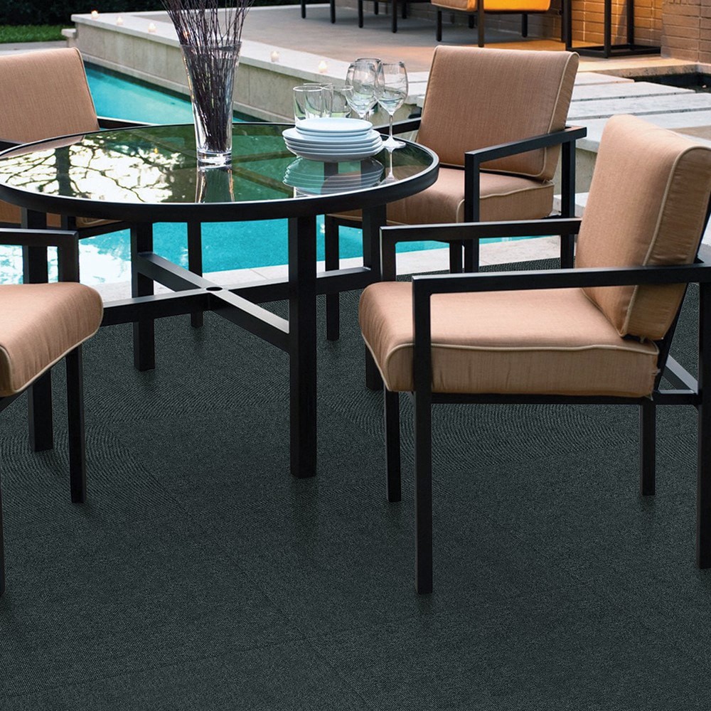 slide 2 of 6, Style Selections Varna 18-in x 18-in Black Ice Black Residential Peel and stick Indoor or outdoor Carpet Tile ( 22.5-sq ft ), 1 ct