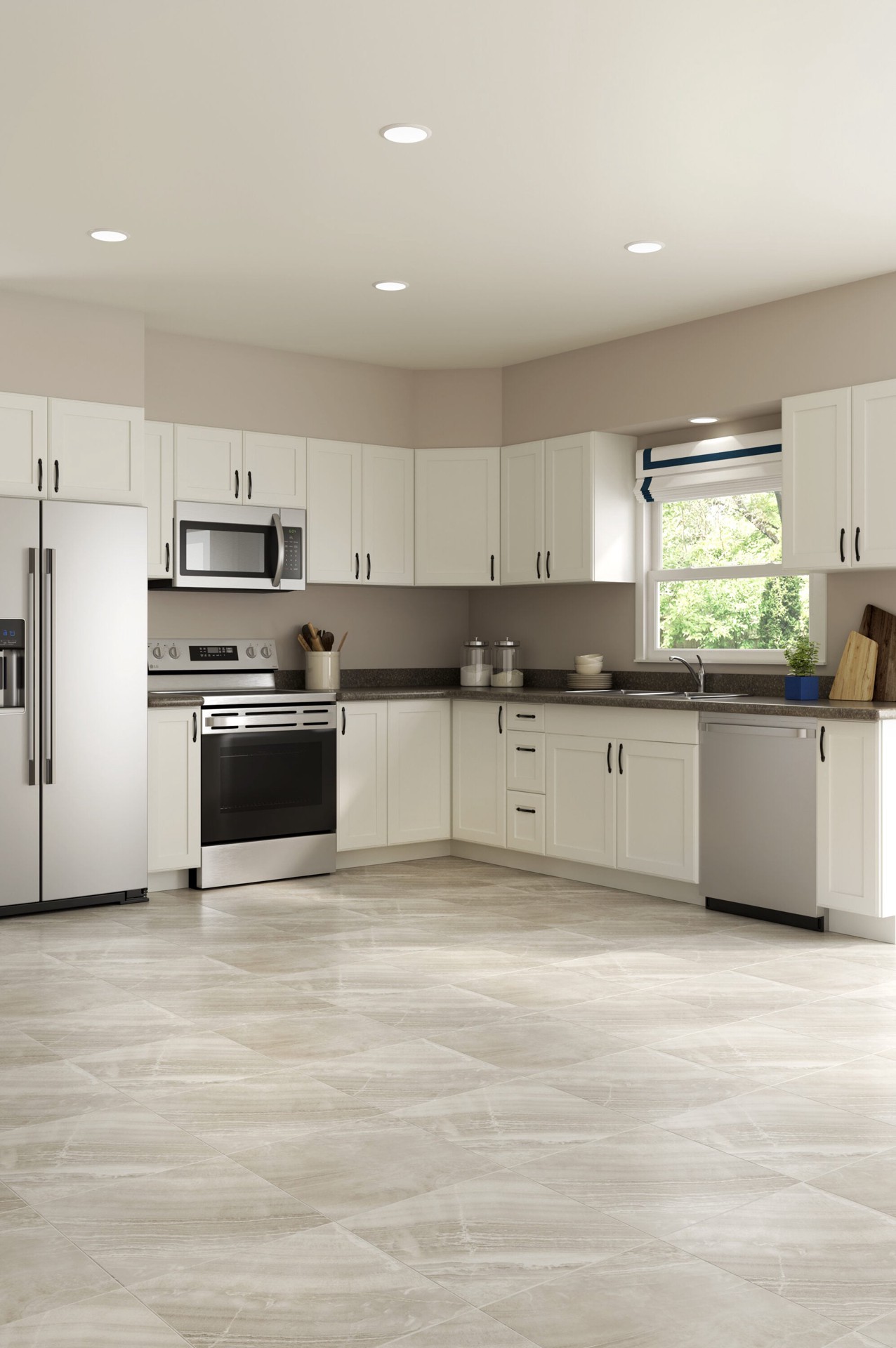 slide 4 of 6, Style Selections Sorrento Marble Marble look 4-mil x 18-in W x 18-in L Groutable Peel and Stick Luxury Vinyl Tile Flooring ( 2.25-sq ft Piece ), 1 ct