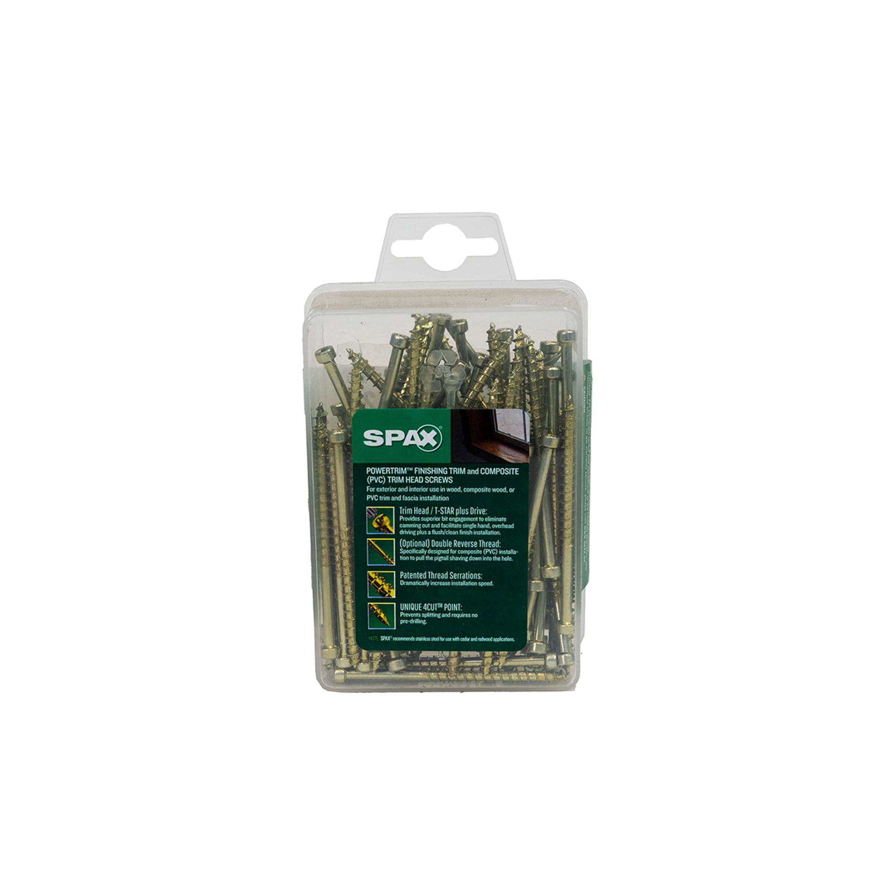 slide 4 of 6, SPAX PowerTrim #8 x 3-1/8-in Double-barrier Exterior Trim screws ( 100 -Per Box ), 1 ct