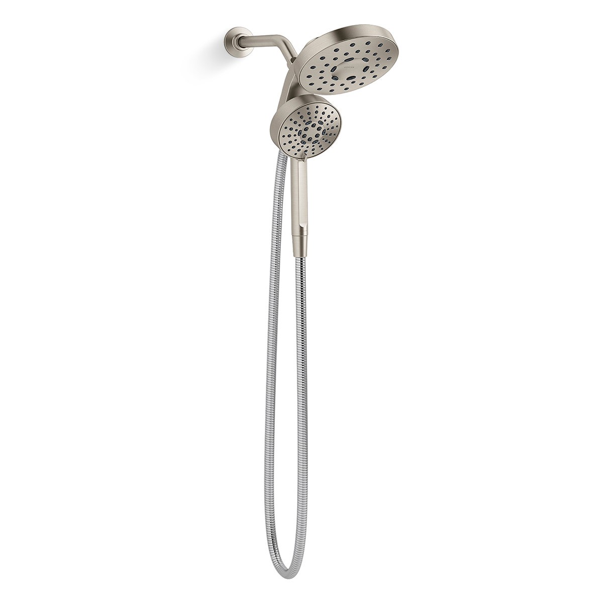 slide 1 of 6, KOHLER Premise 3 -Spray Brushed Nickel 6-in Round Shower Head with Handheld Combo 1.75 GPM, 1 ct