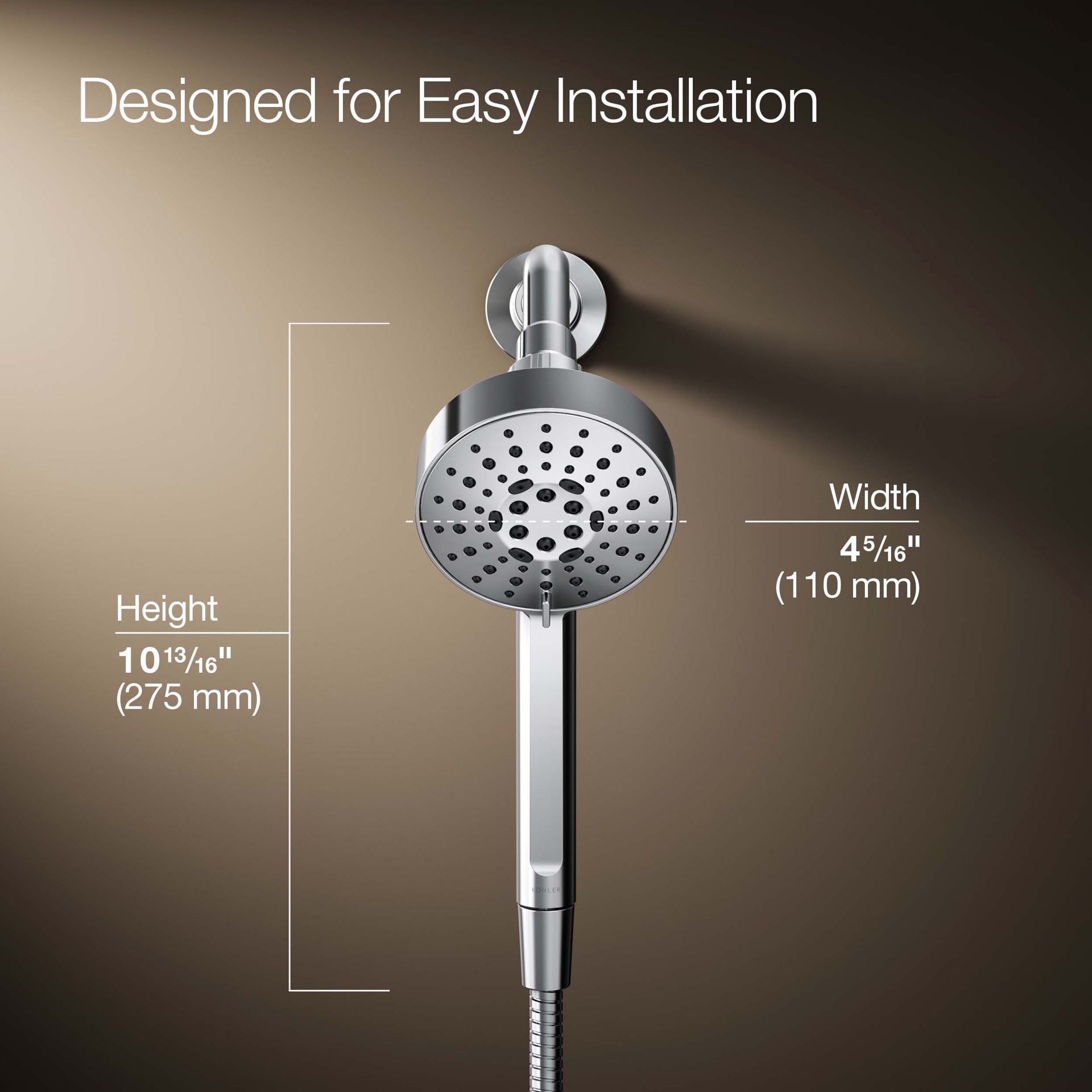 slide 3 of 6, KOHLER Premise 3 -Spray Polished Chrome 4.31-in Round Handheld Shower Head 1.75 GPM, 1 ct
