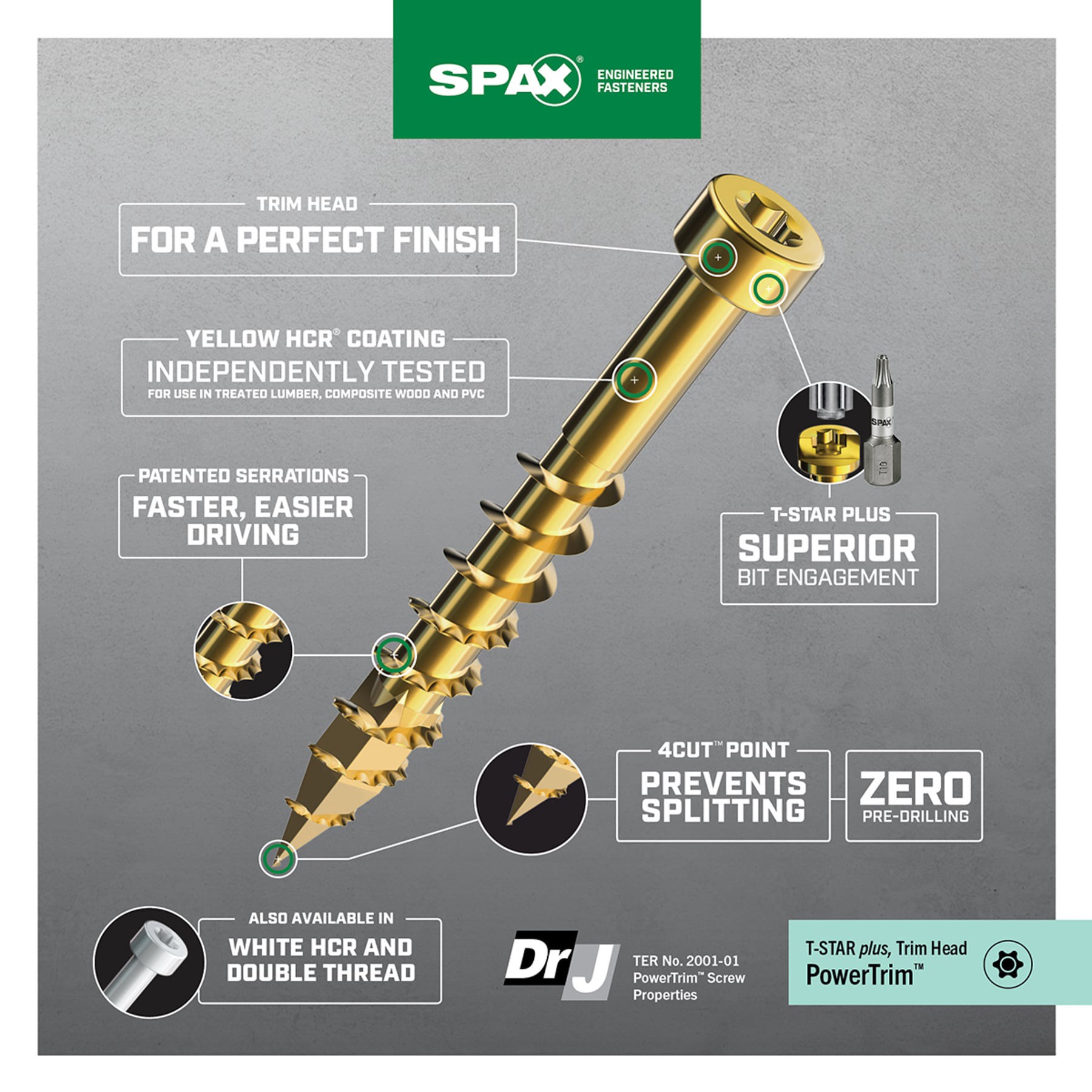 slide 5 of 6, SPAX PowerTrim #8 x 2-1/2-in Double-barrier Exterior Trim screws ( 100 -Per Box ), 1 ct