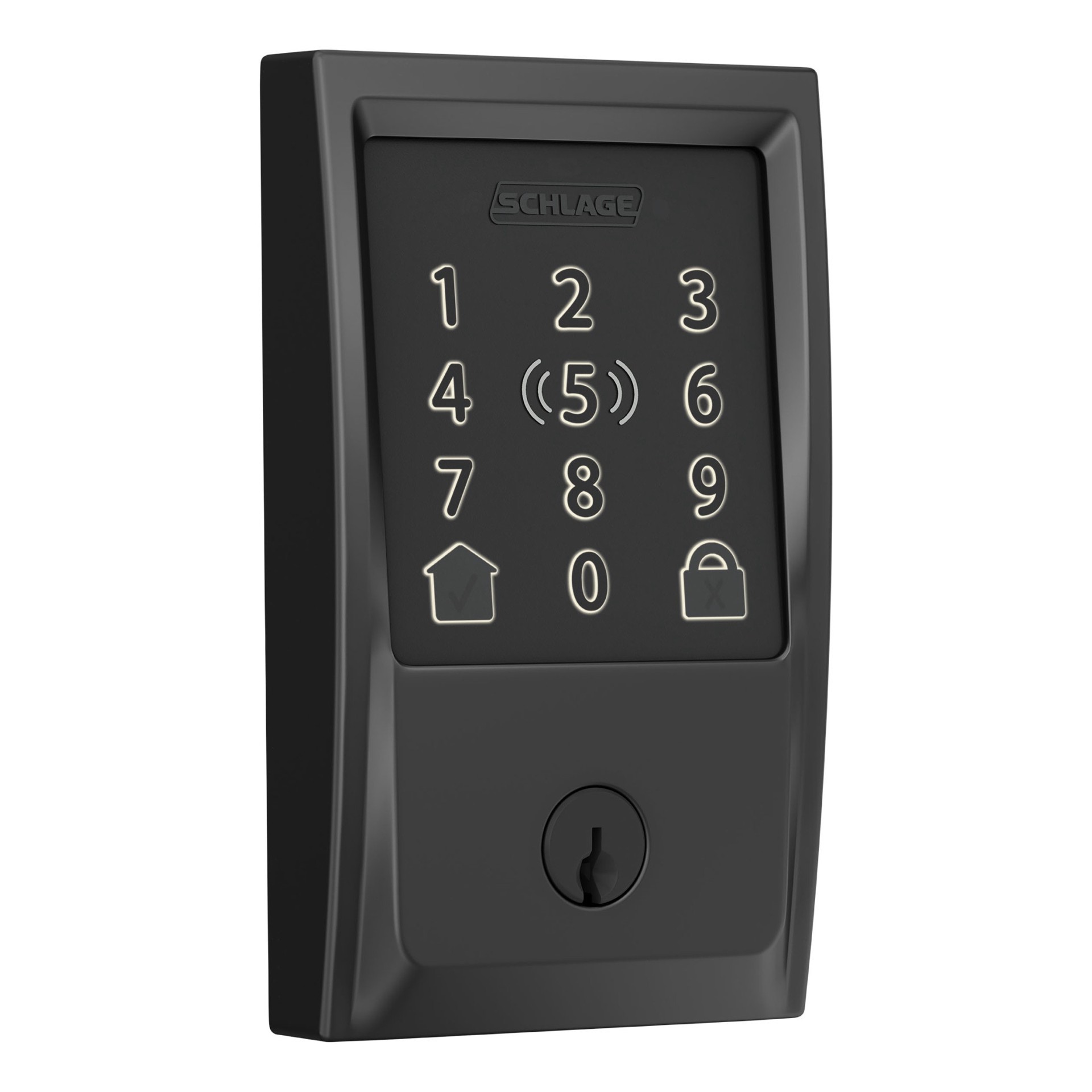 slide 4 of 6, Schlage Encode Plus Century Matte Black Smart Wi-Fi and Bluetooth Touchscreen Keypad Electronic Deadbolt Lock, 1 ct