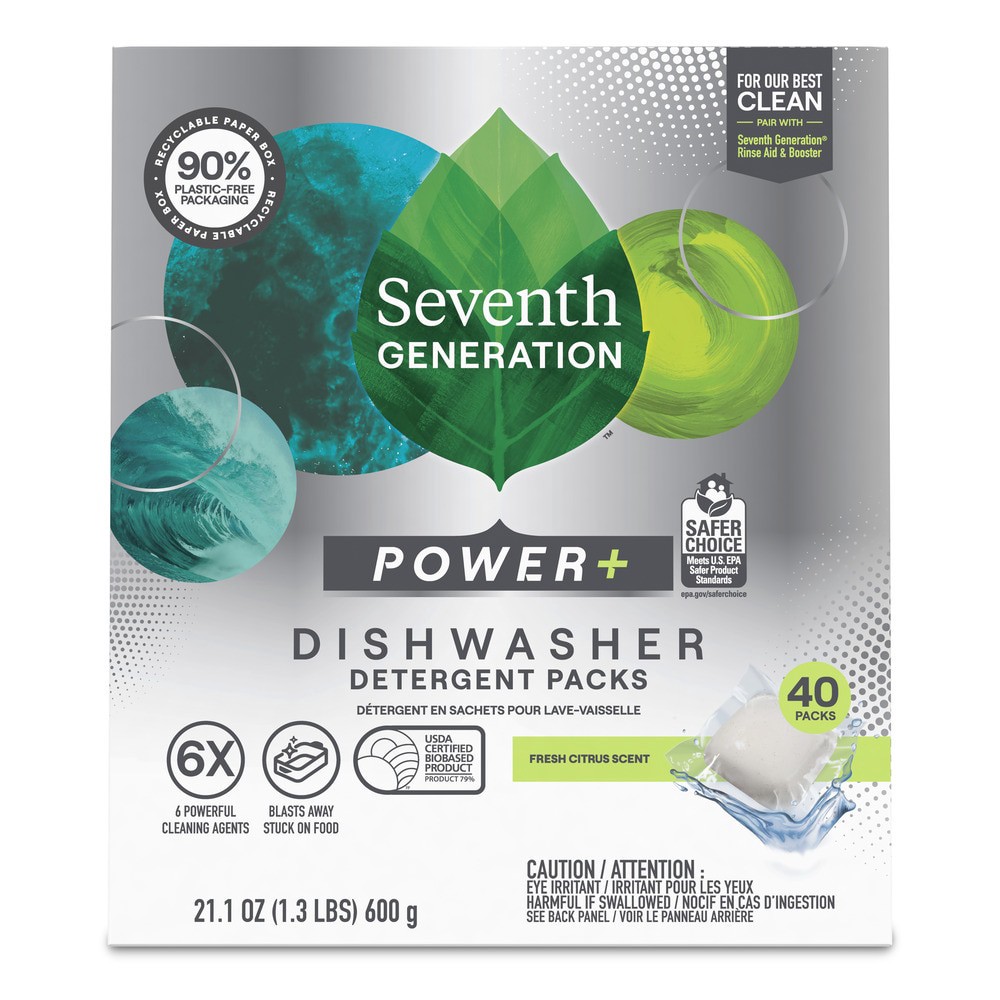 slide 1 of 4, Seventh Generation Power Plus 40 -Count Citrus Dishwasher Detergent, 1 ct