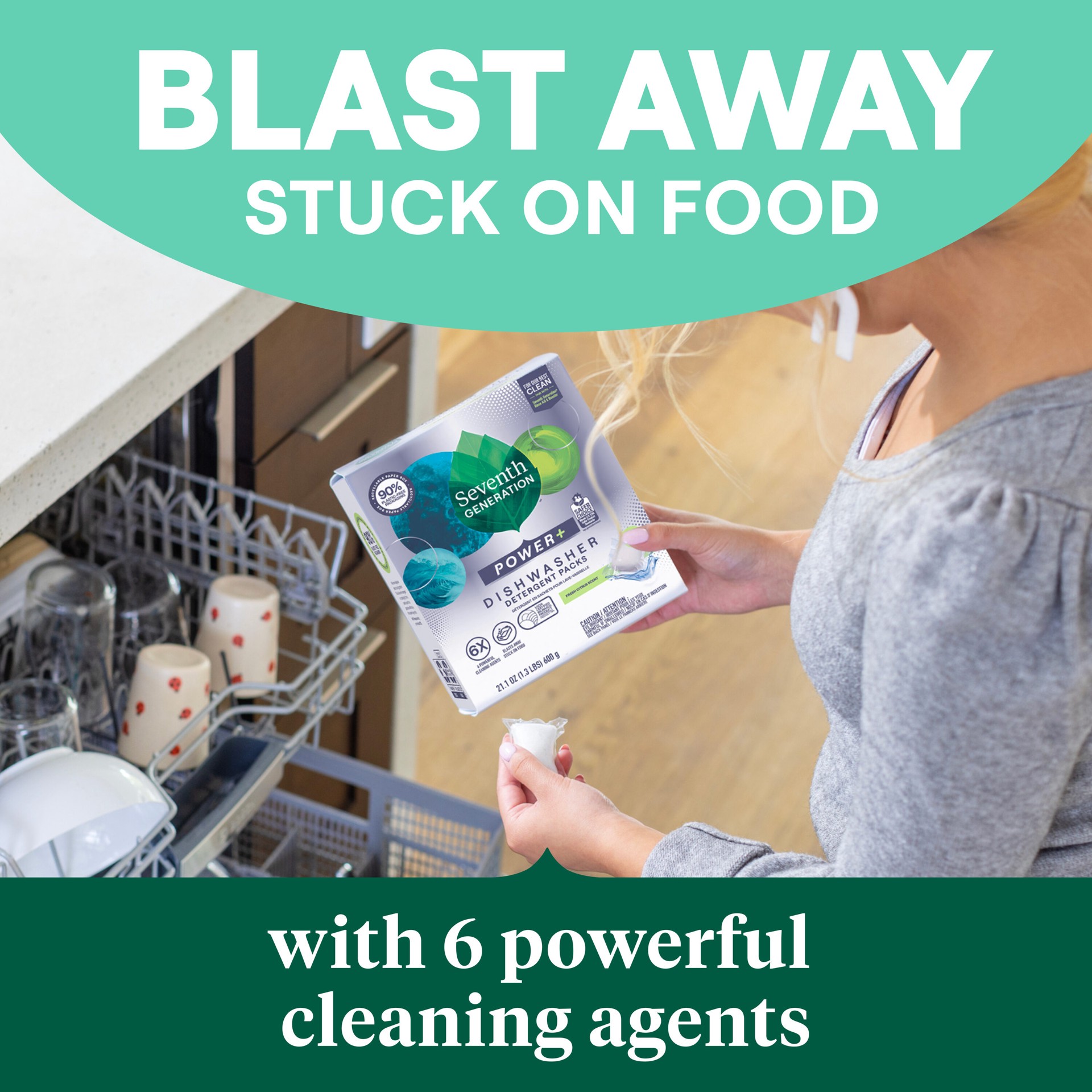 slide 3 of 4, Seventh Generation Power Plus 40 -Count Citrus Dishwasher Detergent, 1 ct