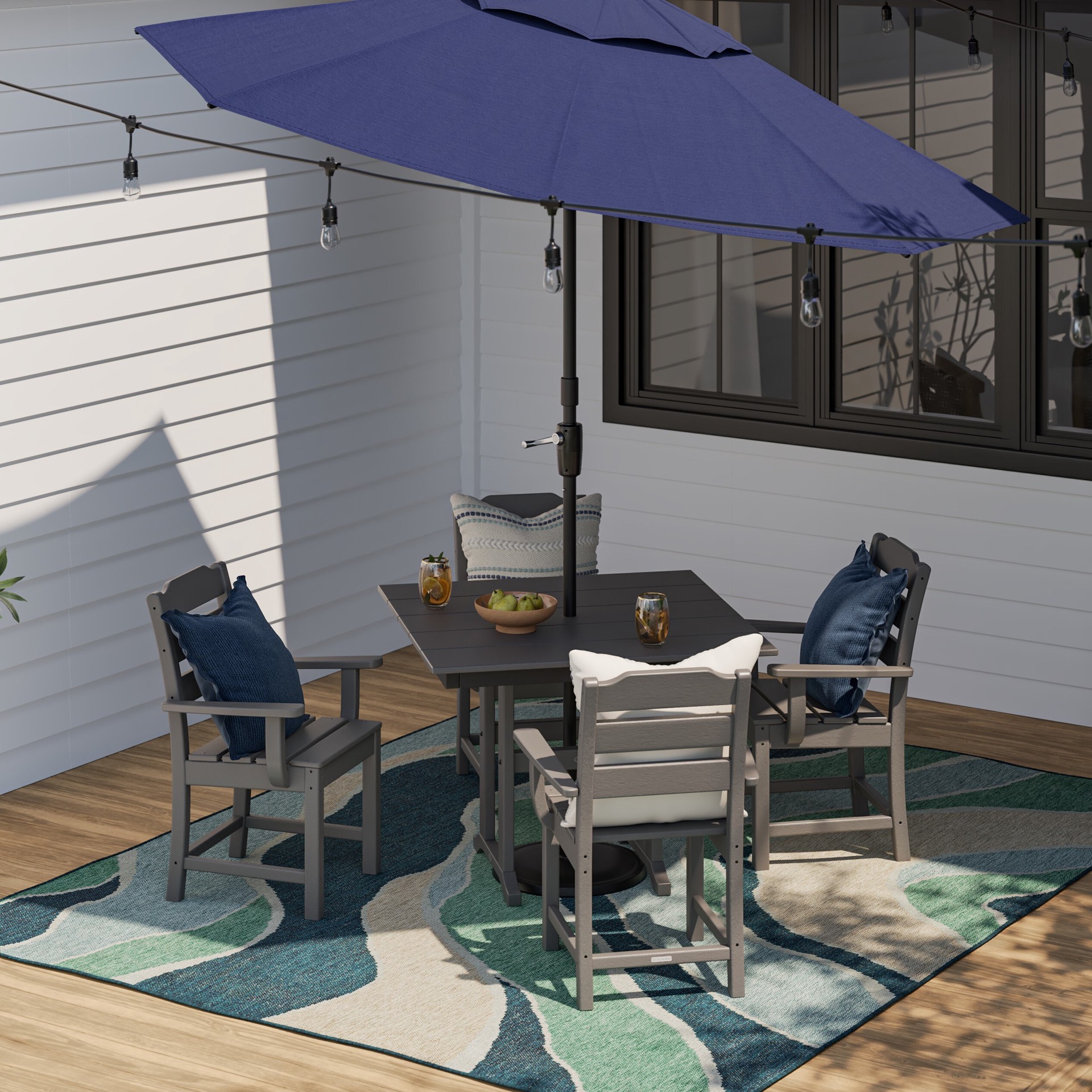 slide 5 of 6, Origin 21 with STAINMASTER Aqua Wave 5 x 7 (ft) Loomed Blue Rectangular Outdoor Pet Friendly Area rug, 1 ct