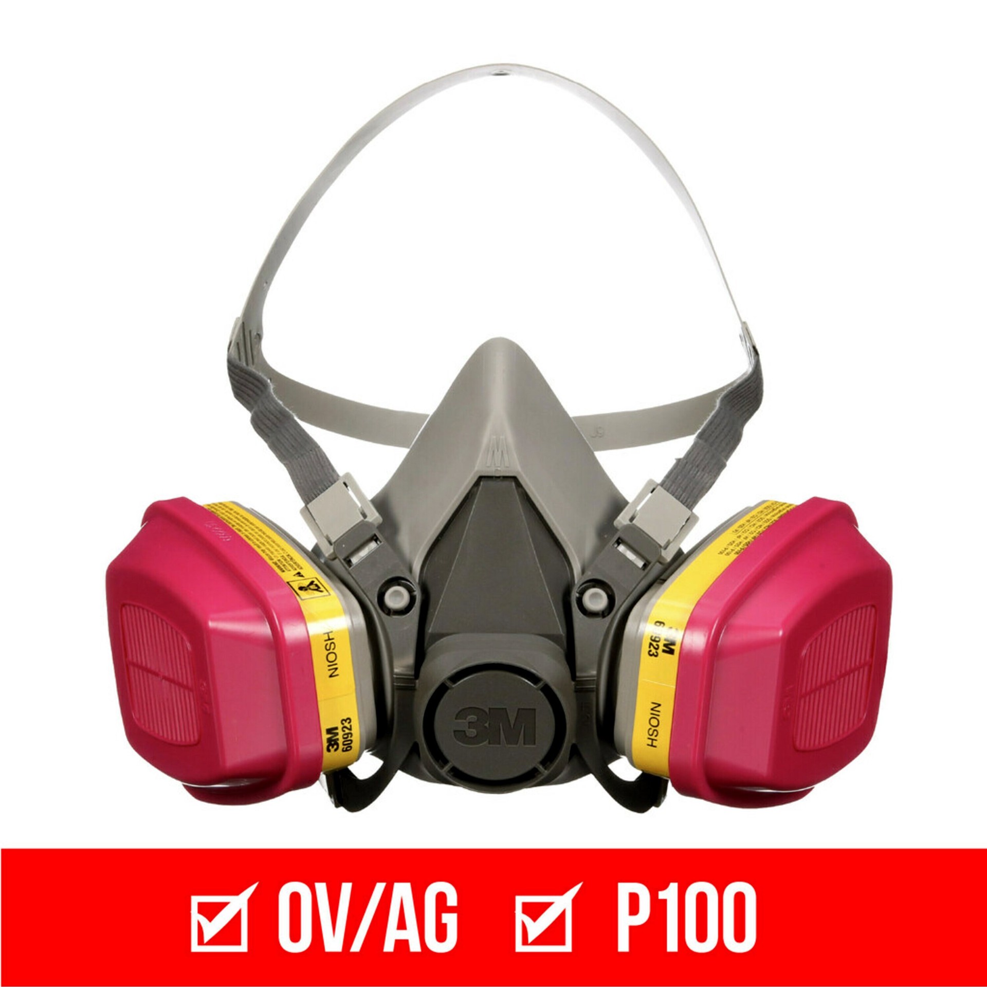 slide 3 of 6, 3M Multi-Purpose Performance Respirator Grey P100 Multi-Purpose Half Face Respirator, 1 ct