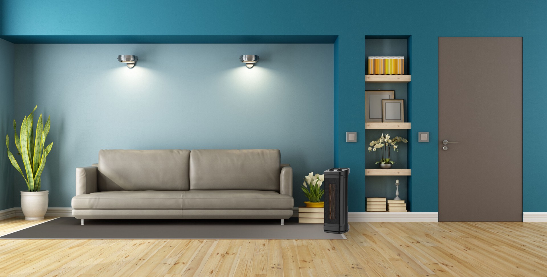 slide 2 of 6, Utilitech 1500 -Watt Ceramic Tower Indoor Electric Space Heater with Thermostat, 1 ct