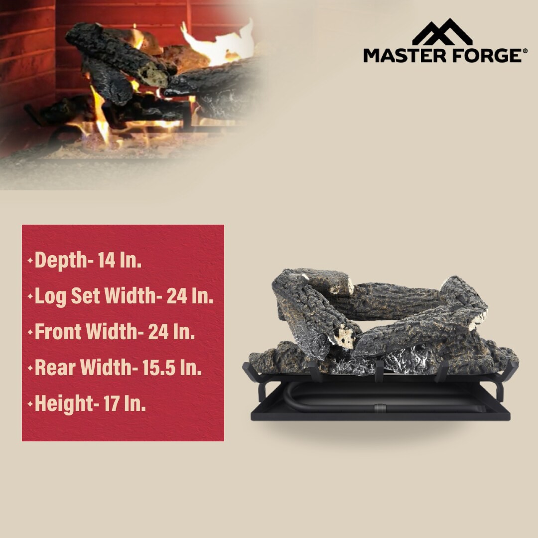 slide 4 of 6, Master Forge 24-in 55000 -BTU Natural gas Dual -Burner Vented Gas Fireplace Logs, 1 ct