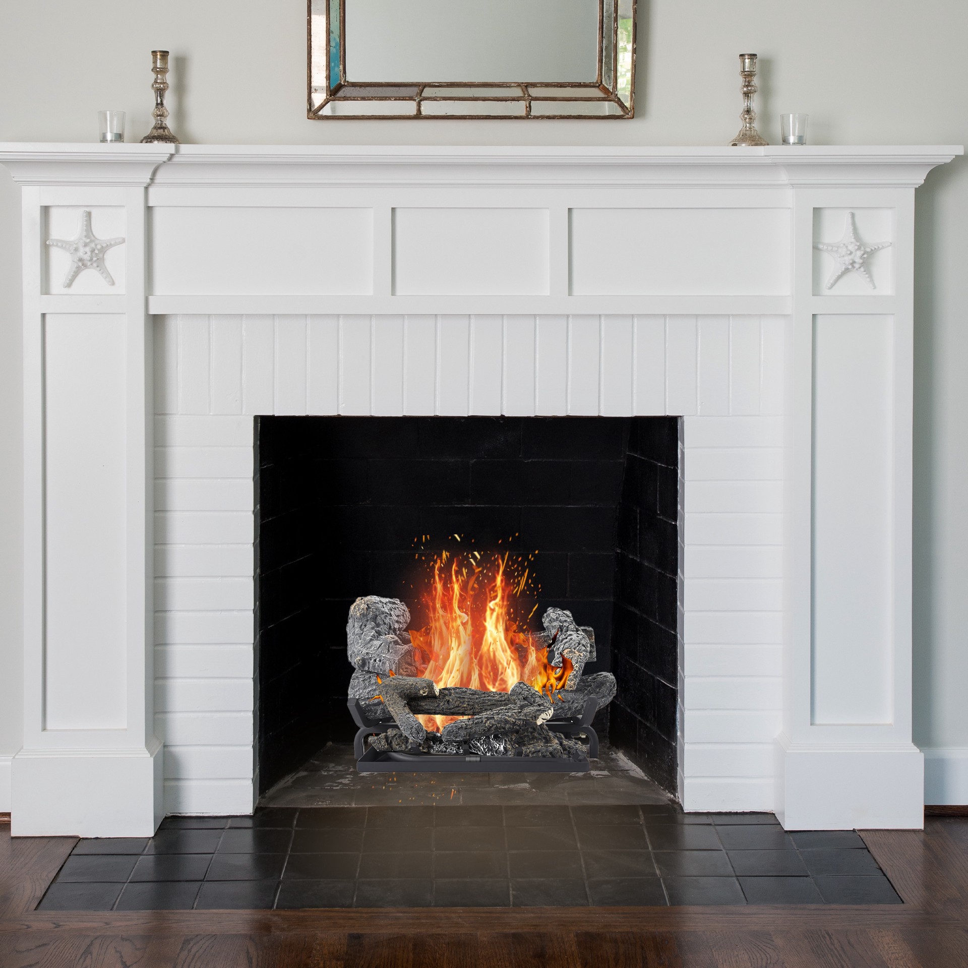 slide 2 of 6, Master Forge 18-in 45000 -BTU Natural gas Dual -Burner Vented Gas Fireplace Logs, 1 ct