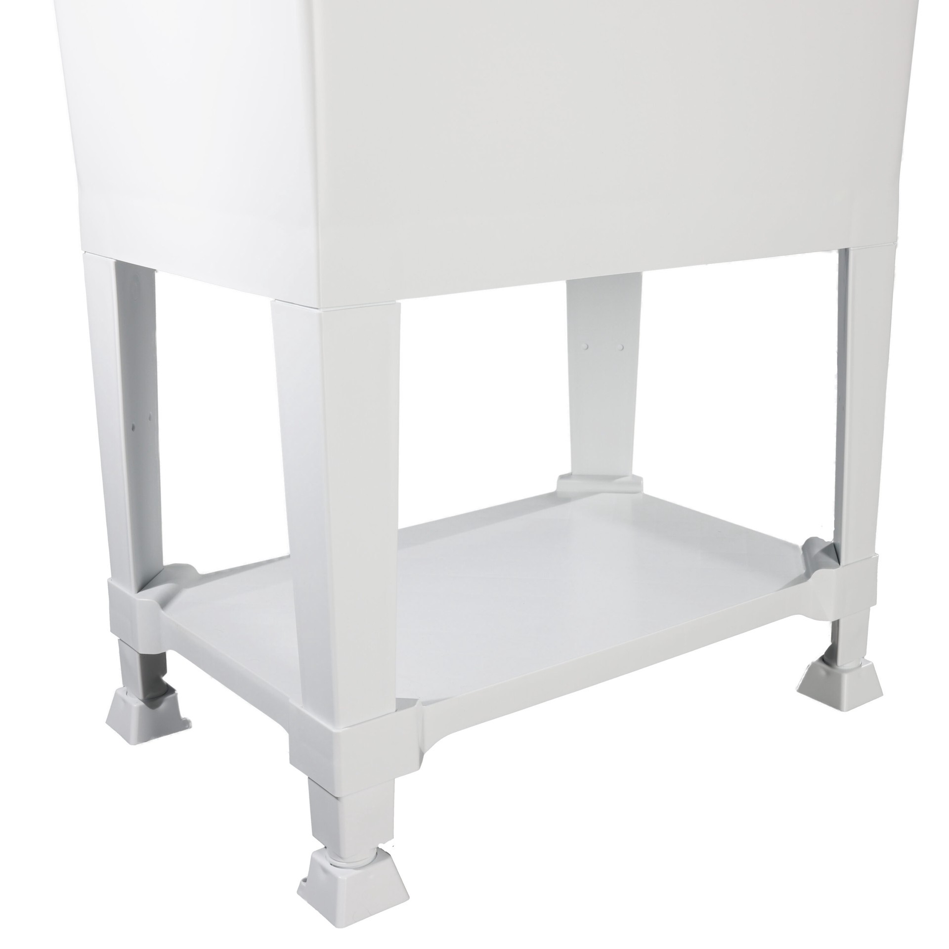 slide 6 of 6, Project Source 30-in x 24-in 1 -Basin White Freestanding Utility tub with Cabinet with Drain with Faucet, 1 ct
