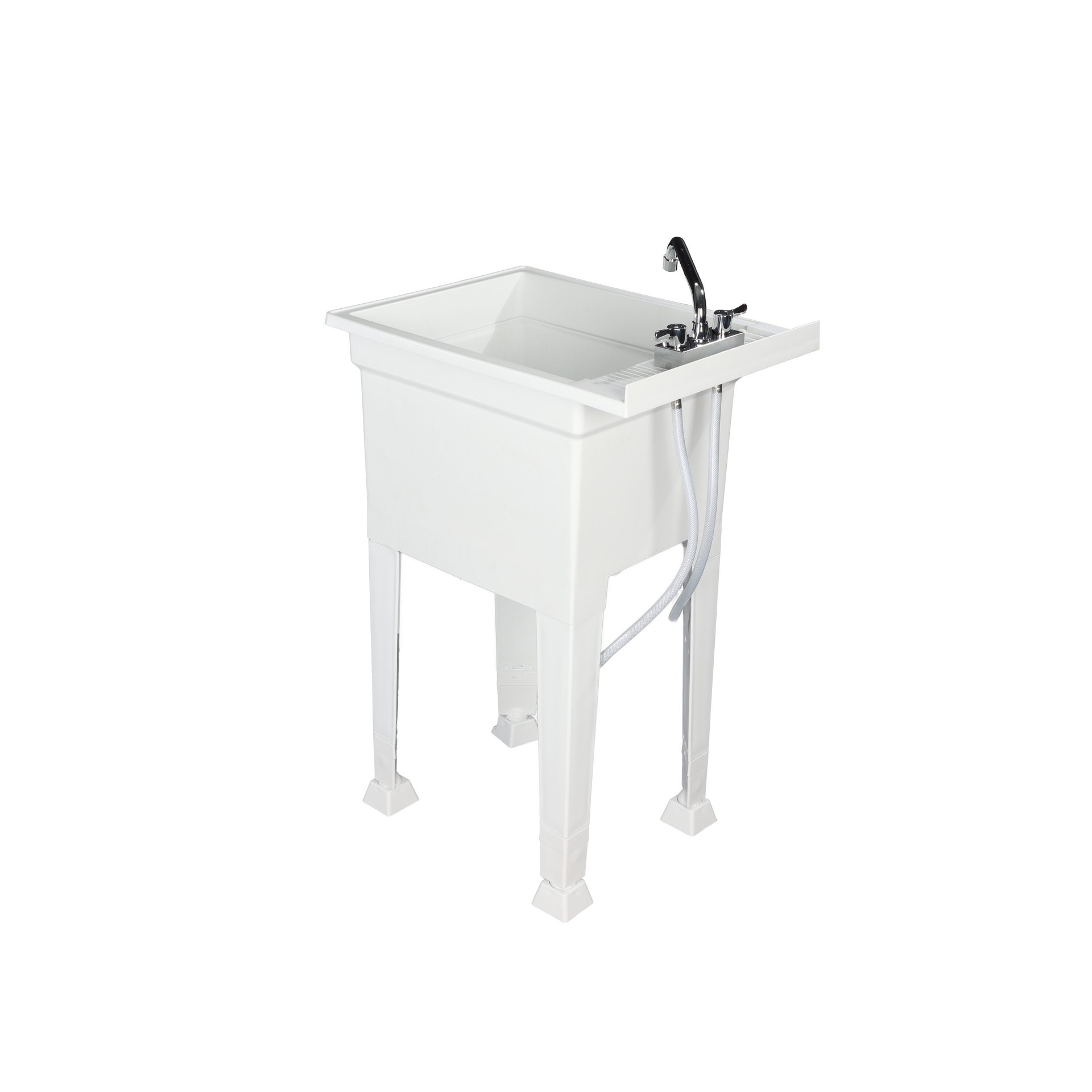 slide 4 of 6, Project Source 18-in x 24-in 1 -Basin White Freestanding Utility tub with Drain with Faucet, 1 ct