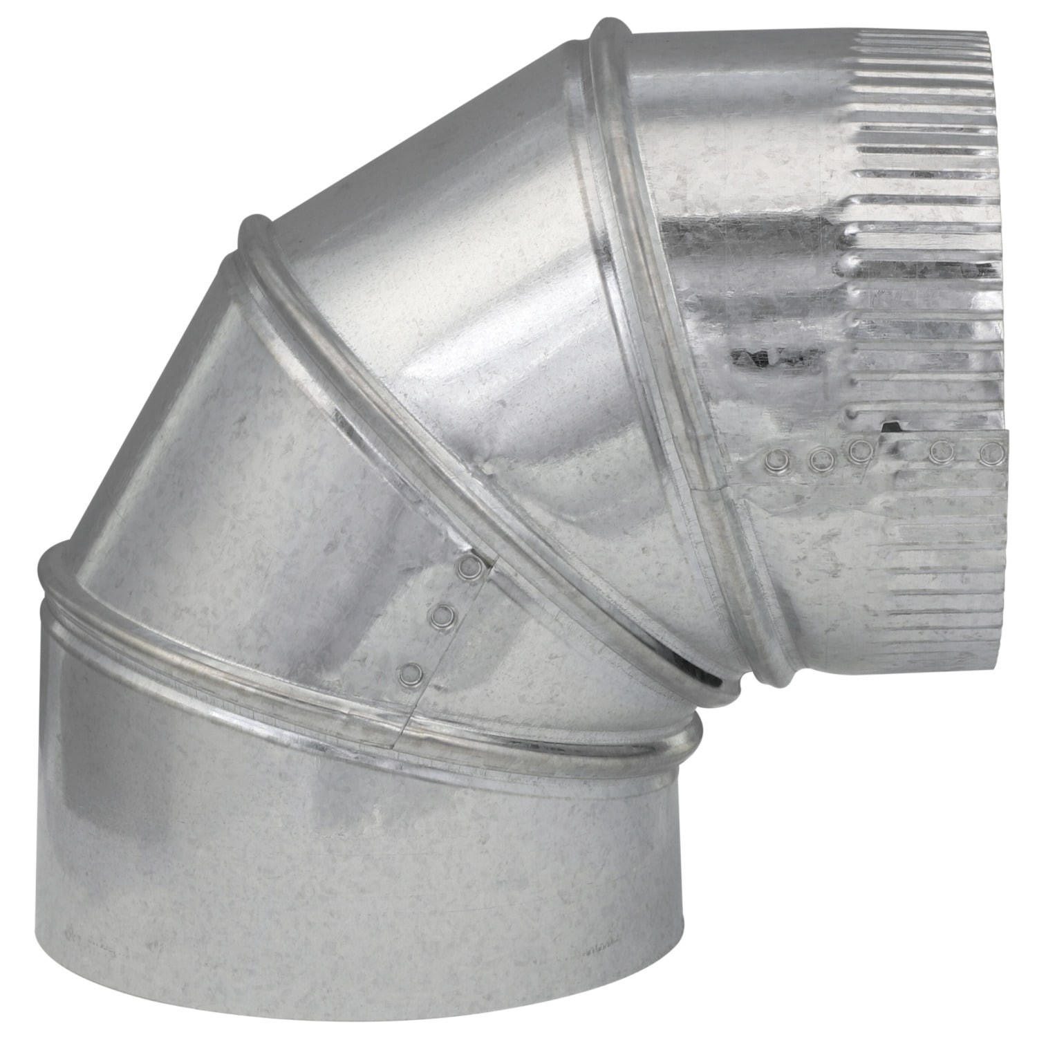 slide 3 of 6, IMPERIAL 6-in 30 Gauge Galvanized steel Round Adjustable 90 degree Duct elbow 8 -Pack, 1 ct