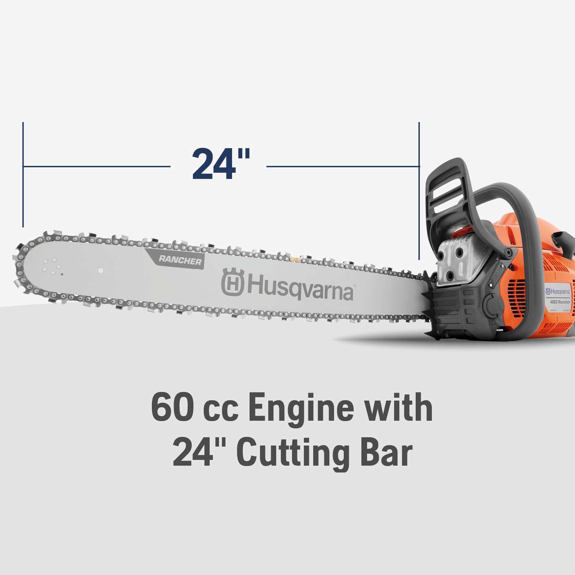 slide 3 of 6, Husqvarna 460 Rancher 60.3-cc 2-cycle 24-in Gas Chainsaw, 1 ct