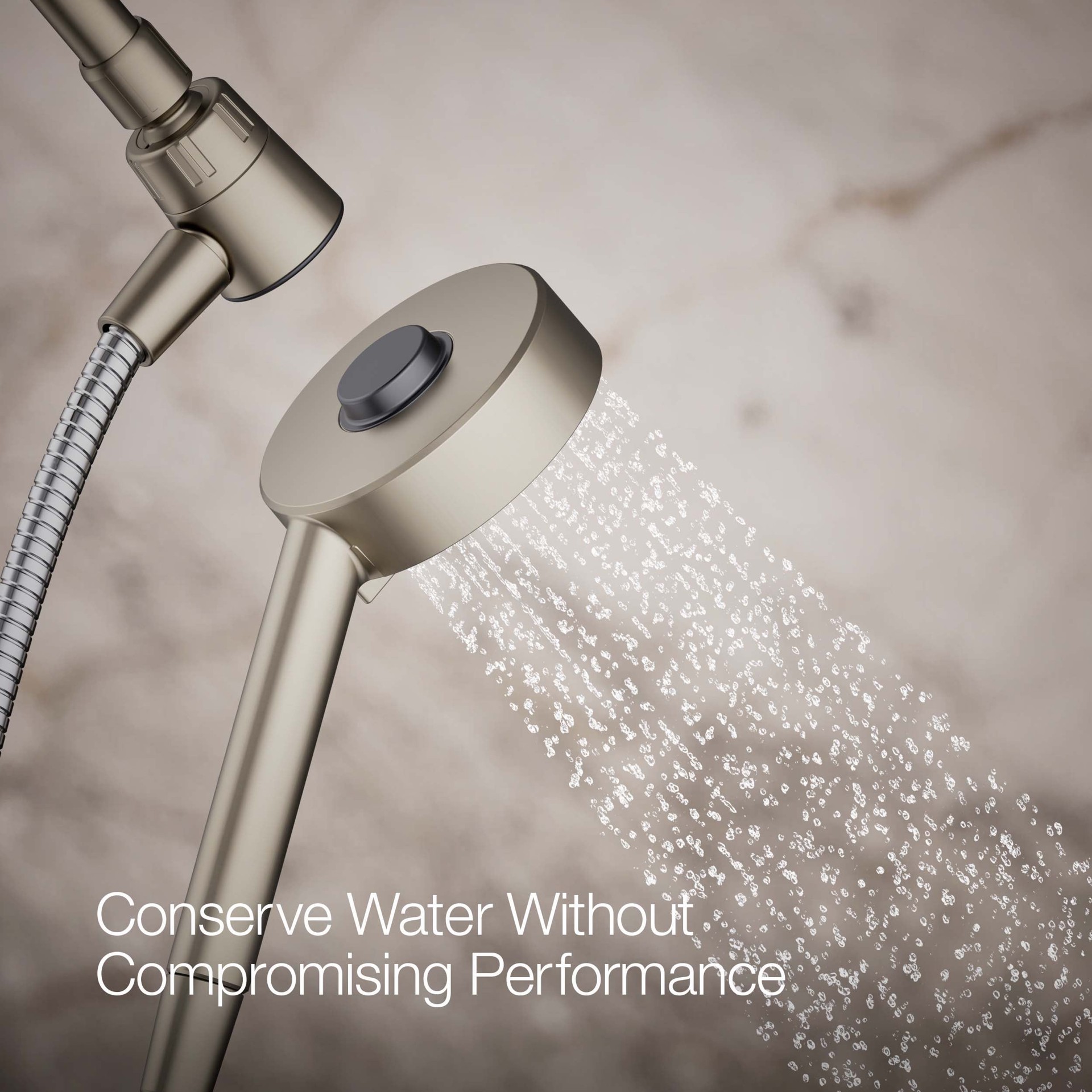 slide 4 of 6, KOHLER Premise 3 -Spray Vibrant Brushed Nickel 4.31-in Round Handheld Shower Head 1.75 GPM, 1 ct