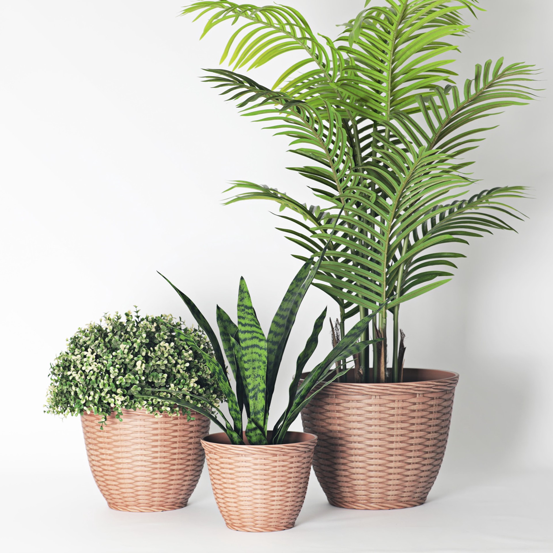 slide 6 of 6, Style Selections 8.4-in W x 6.8-in H Cinnamon Resin Contemporary/Modern Indoor/Outdoor Planter, 1 ct