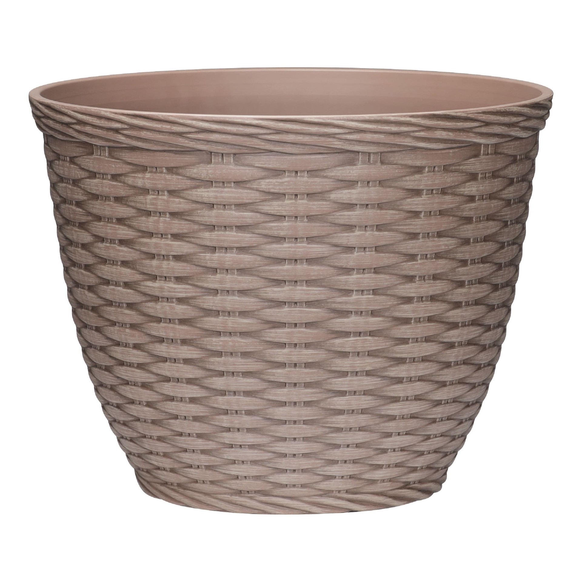 slide 1 of 6, Style Selections 8.4-in W x 6.8-in H Cinnamon Resin Contemporary/Modern Indoor/Outdoor Planter, 1 ct