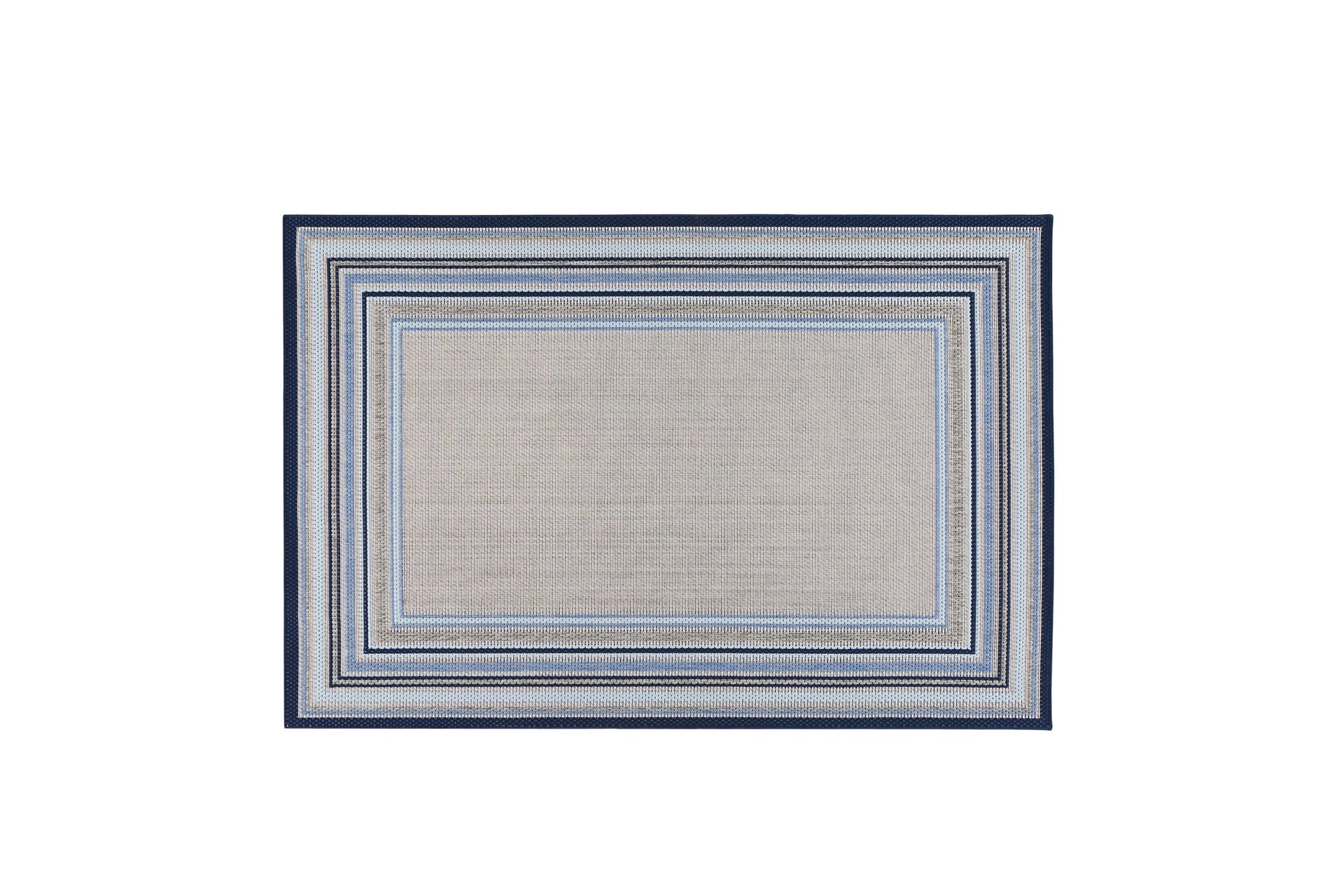 slide 2 of 6, allen + roth with STAINMASTER Blue Border 5 x 7 (ft) Loomed Blue Rectangular Outdoor Pet Friendly Area rug, 1 ct