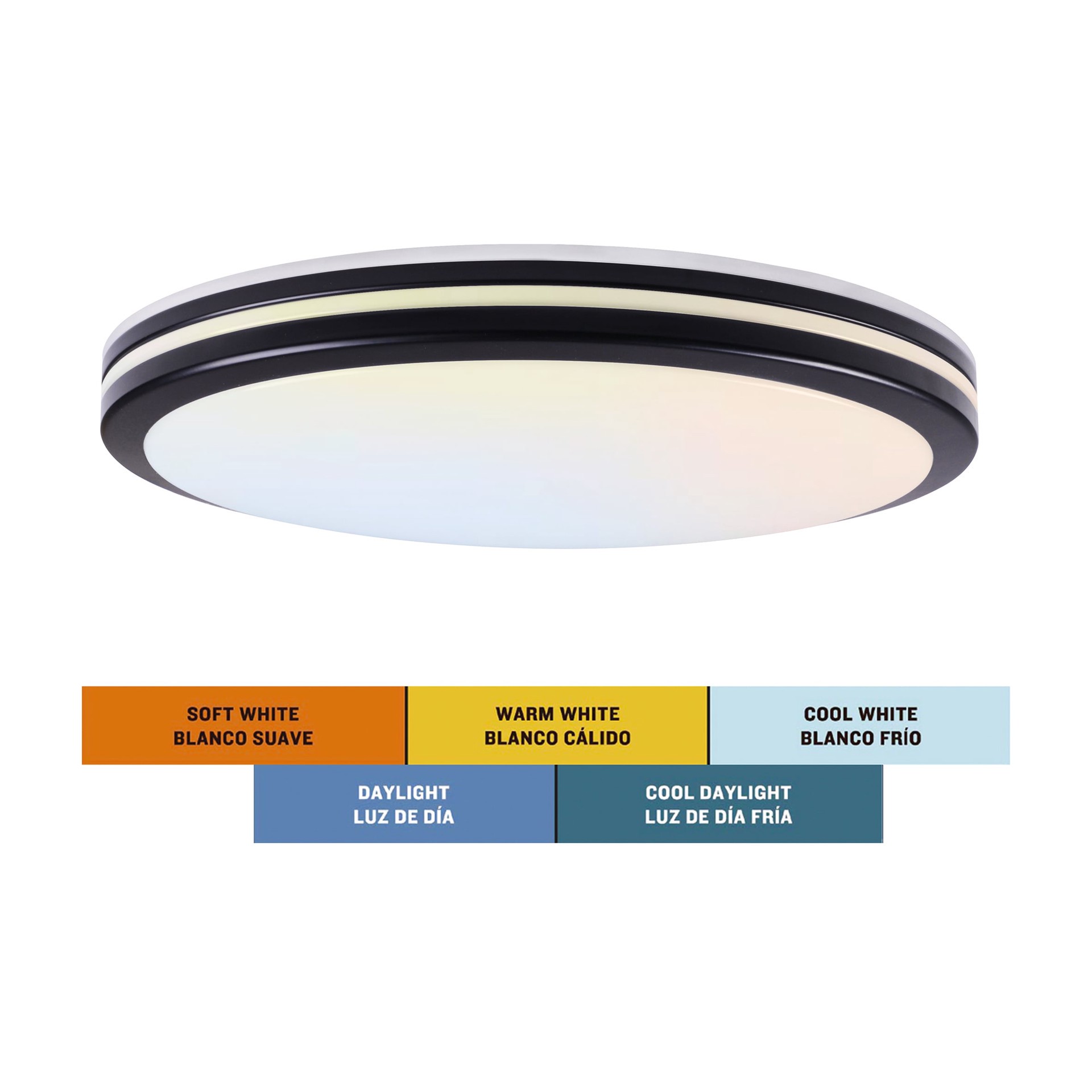 slide 2 of 4, allen + roth Rendale 1 -Light 19-in Matte Black Integrated LED Flush Mount Light, 1 ct