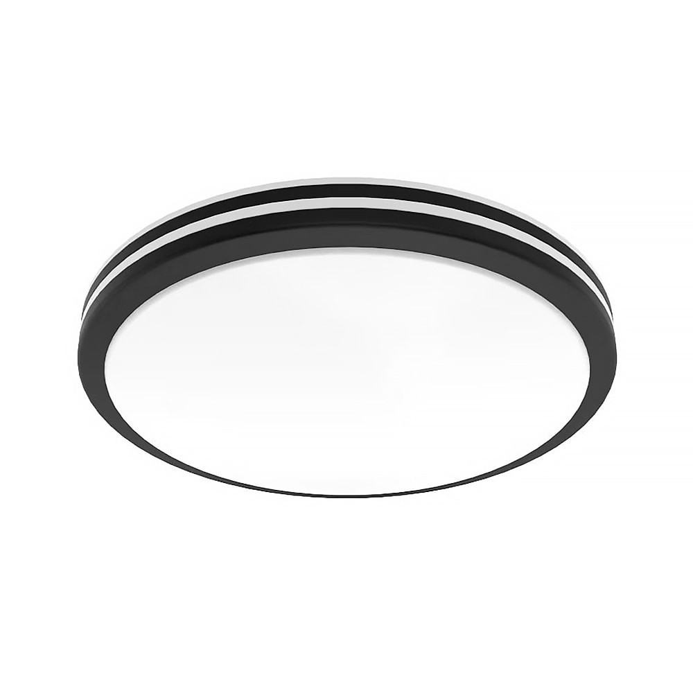 slide 1 of 4, allen + roth Rendale 1 -Light 19-in Matte Black Integrated LED Flush Mount Light, 1 ct