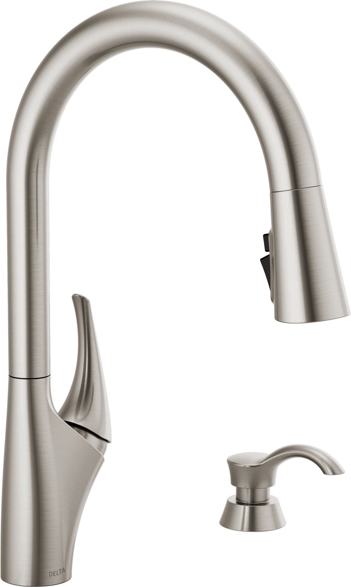 slide 2 of 6, Delta Anderson SpotShield Stainless Steel Single Handle Deck-mount Pull-down Kitchen Faucet with Sprayer (Includes Deck Plate) (Includes Soap Dispenser), 1 ct