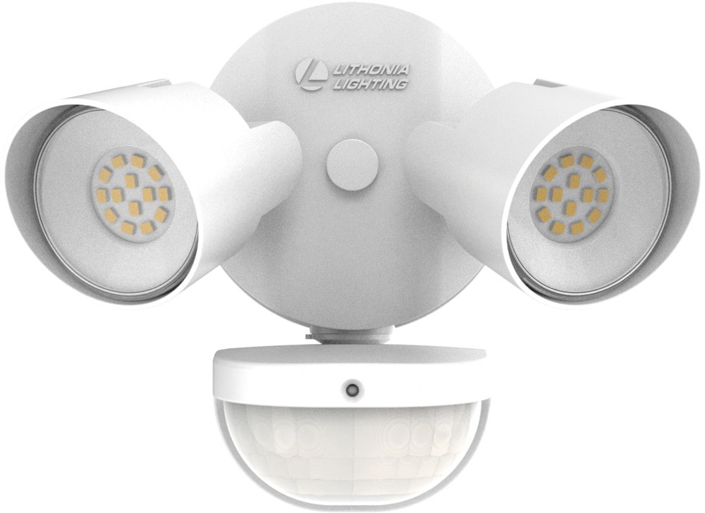 slide 6 of 6, Lithonia Lighting 180 -Degree 25 -Wattage Equivalent Hardwired LED White 2 -Head Motion-Activated Flood Light 2700 -Lumen, 1 ct