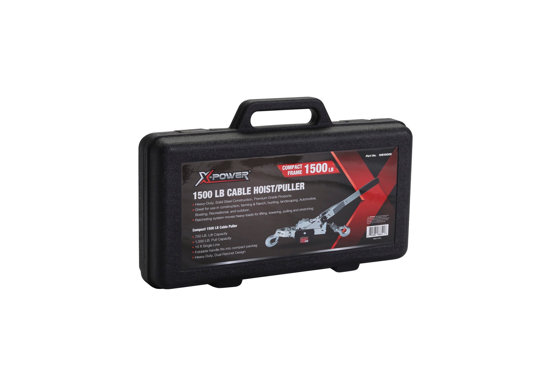 slide 4 of 6, X-POWER 1500-lb 15-ft Steel Cable Puller Winch, 1 ct