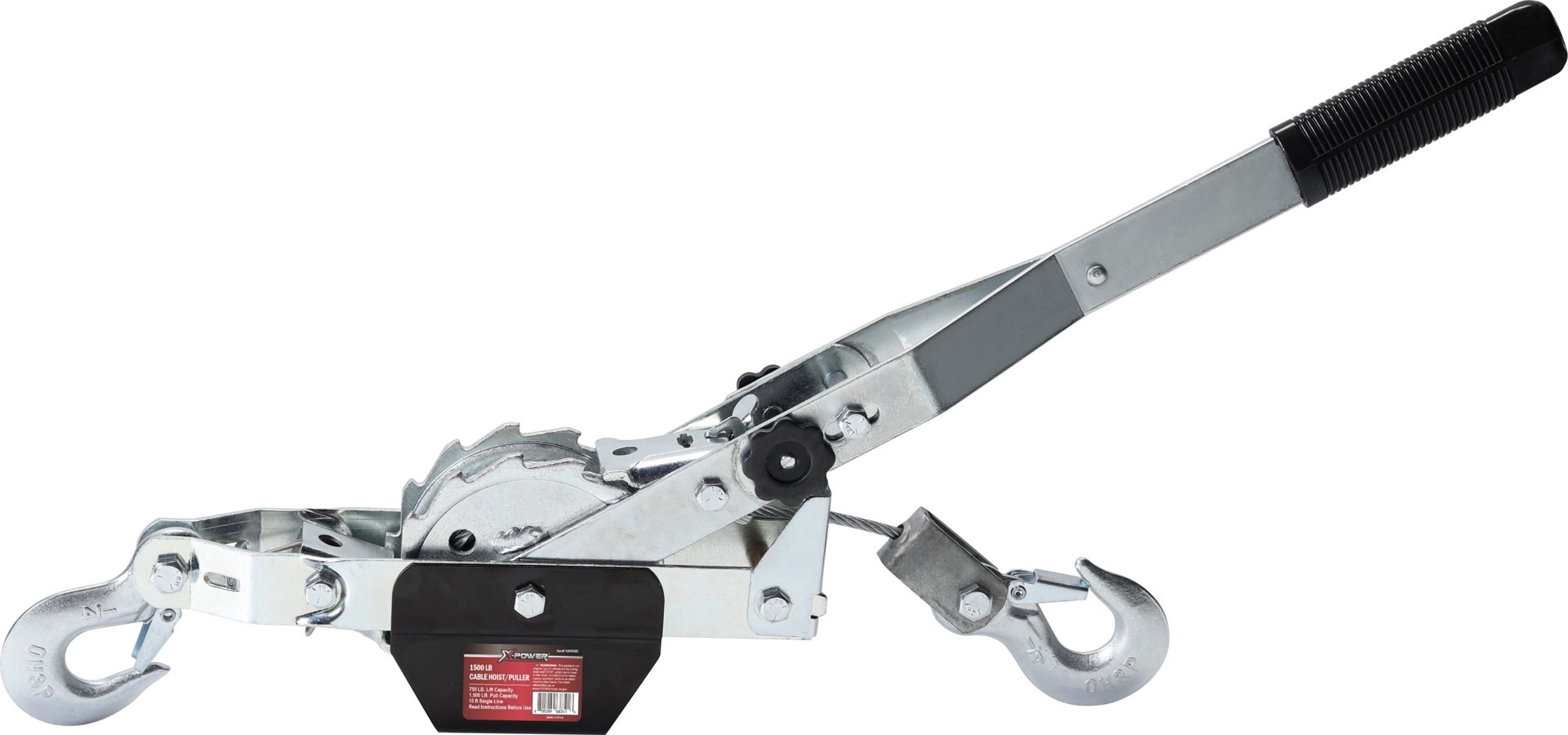 slide 1 of 6, X-POWER 1500-lb 15-ft Steel Cable Puller Winch, 1 ct
