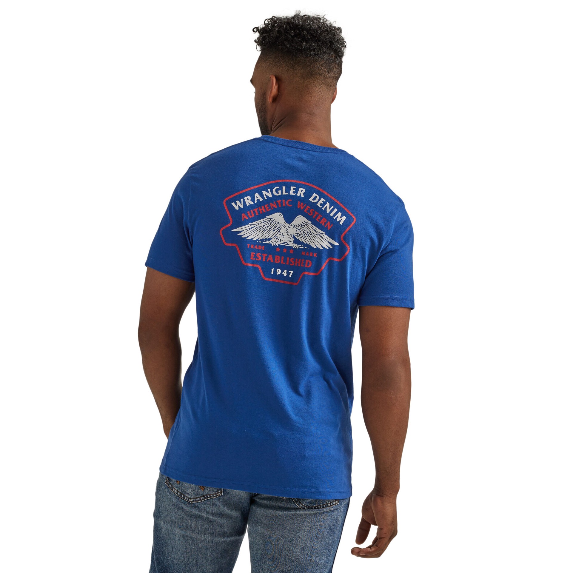 slide 4 of 4, Wrangler Graphic T-Shirt Men's Blue Light weight Knit Short sleeve Graphic T-shirt ( XL ), 1 ct