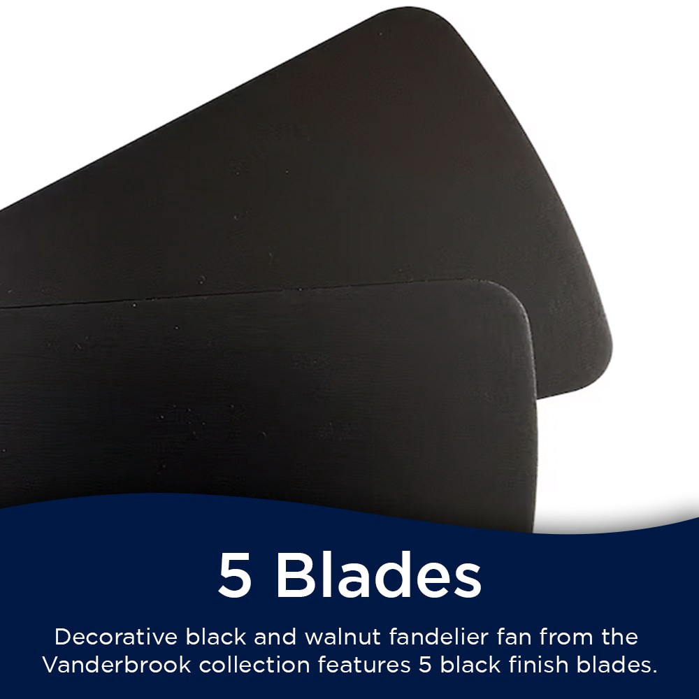 slide 2 of 6, Harbor Breeze Vanderbrook 26-in Black and Walnut with Matte Black Blades Integrated LED Fandelier Ceiling Fan With Light 5 -Blade, 1 ct
