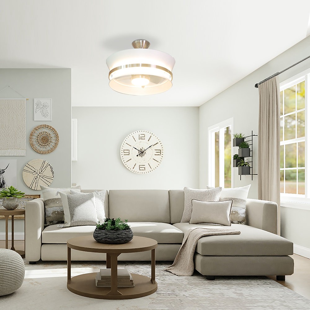 slide 6 of 6, Harbor Breeze Brackenridge 22-in Brushed with Brushed Nickel Blades Integrated LED Fandelier Ceiling Fan With Light and Remote Included 3 -Blade, 1 ct