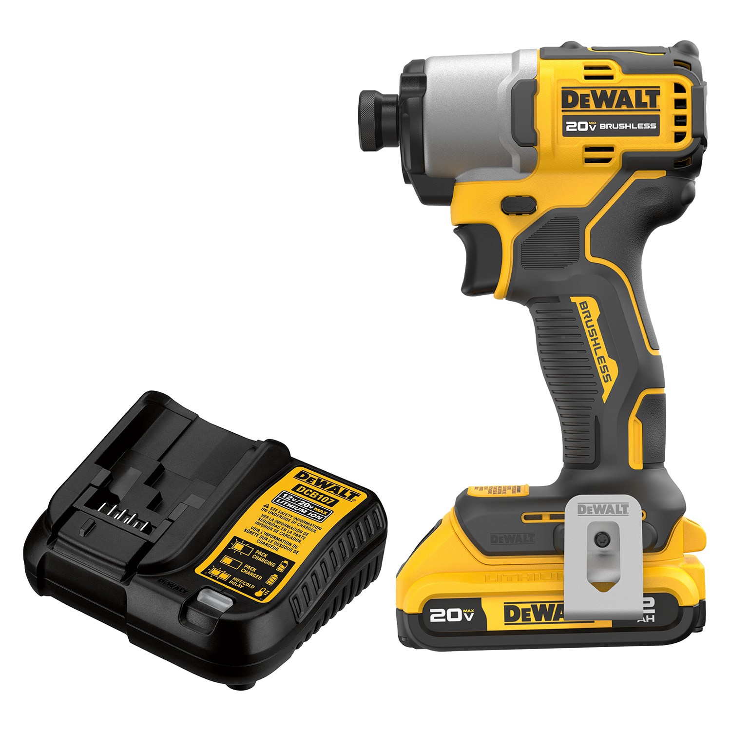 slide 1 of 6, DEWALT 20-volt max 1/4-in Brushless Cordless Impact Driver (Battery Included and Charger Included ), 1 ct