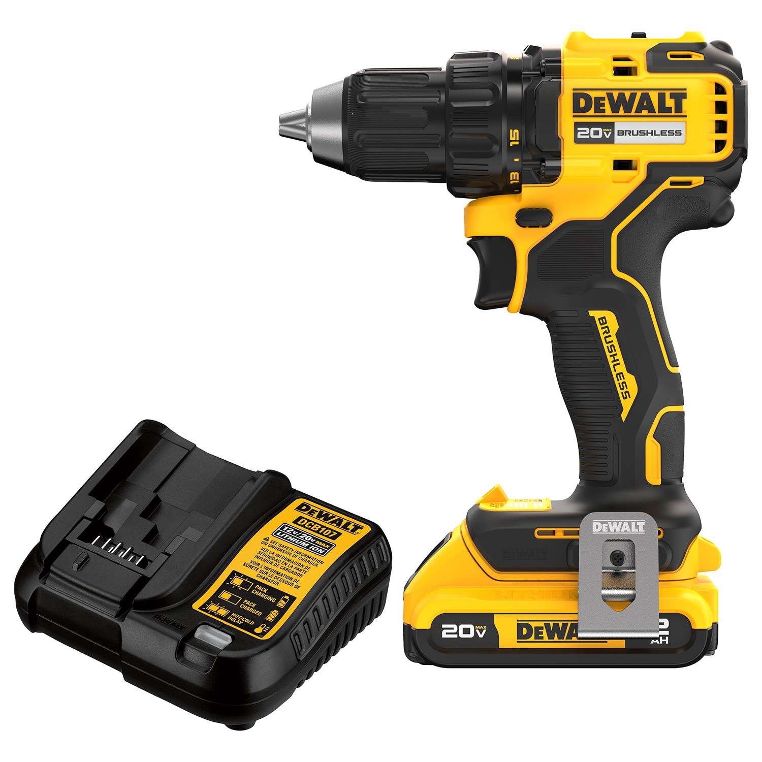slide 1 of 6, DEWALT 20-volt Max 1/2-in Keyless Brushless Cordless Drill ( 1 -Batteries Included, and Charger Included ), 1 ct