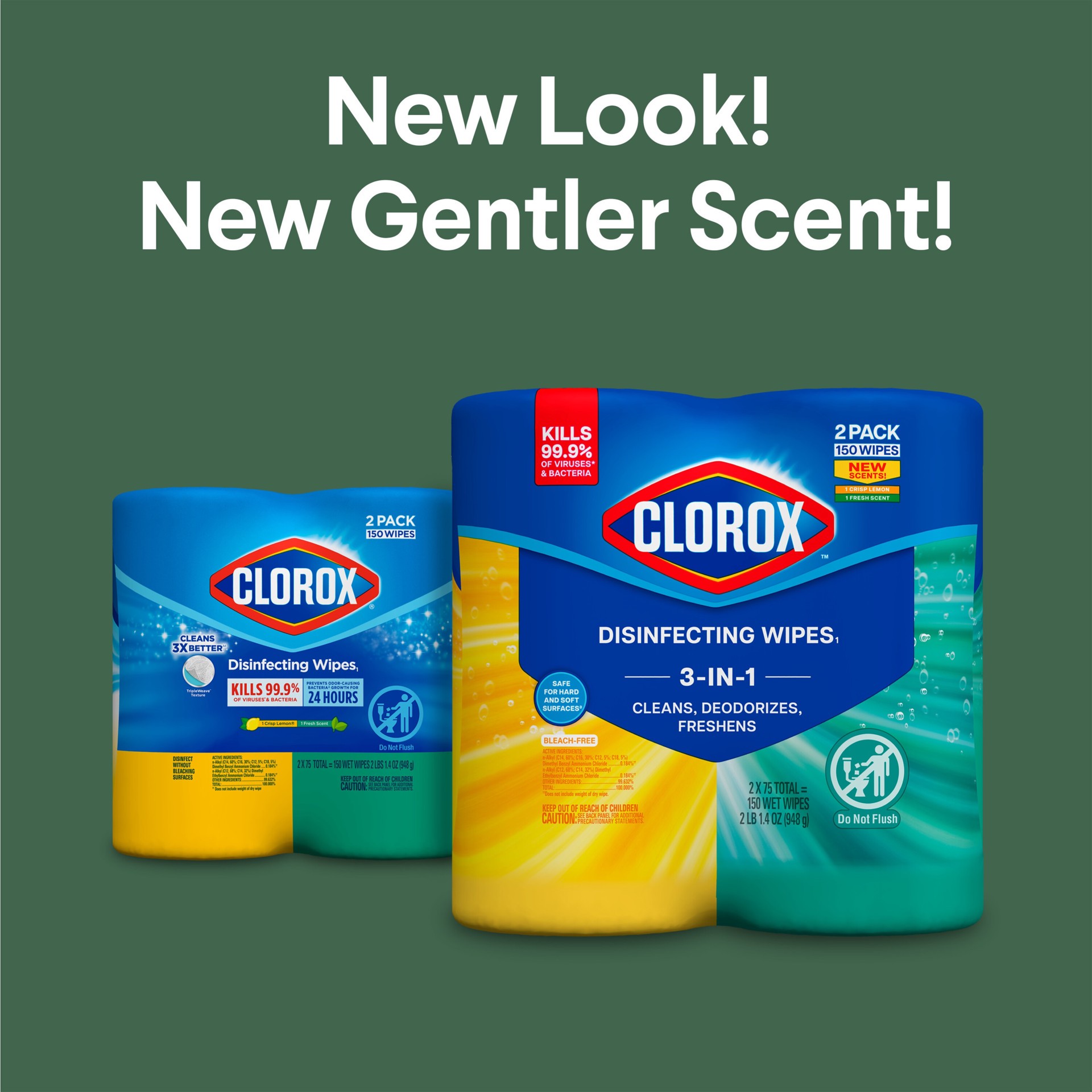 slide 4 of 6, Clorox 2 -Count Fresh Scent/Lemon Fresh Disinfectant Wipes All-Purpose Cleaner 2 -Pack, 1 ct