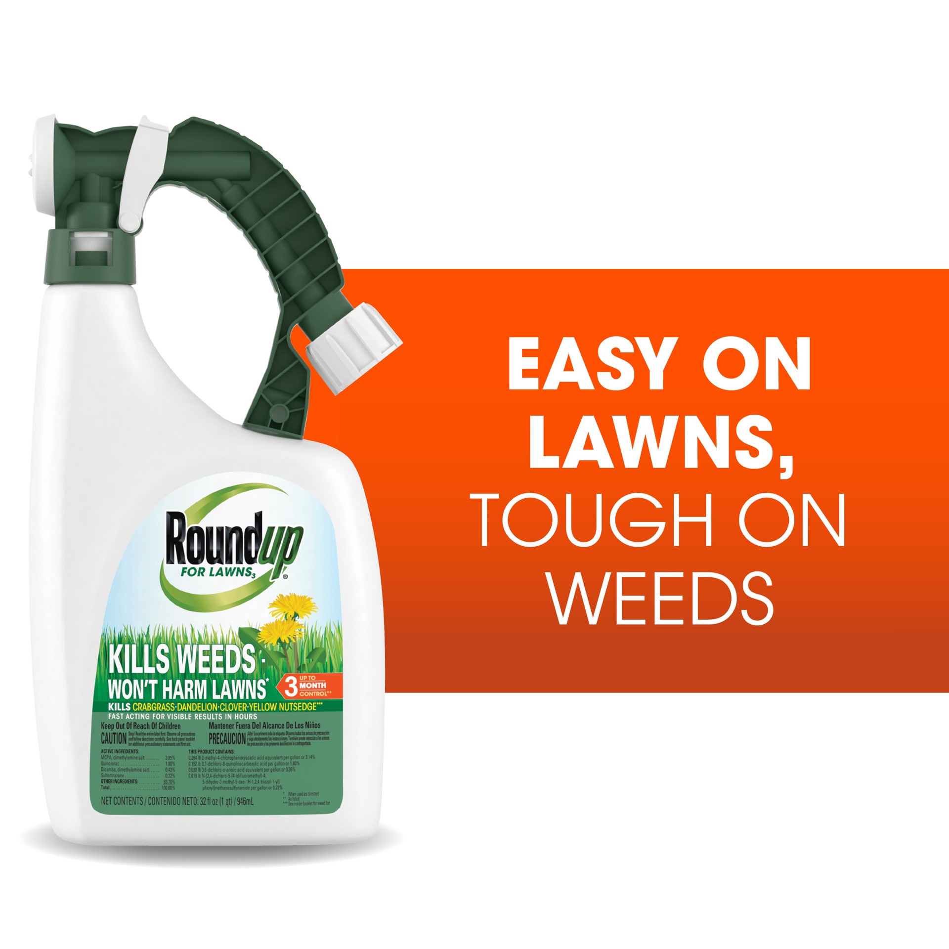 slide 2 of 6, Roundup For Lawns3 32 -fl oz Hose end sprayer Lawn Weed Killer, 1 ct