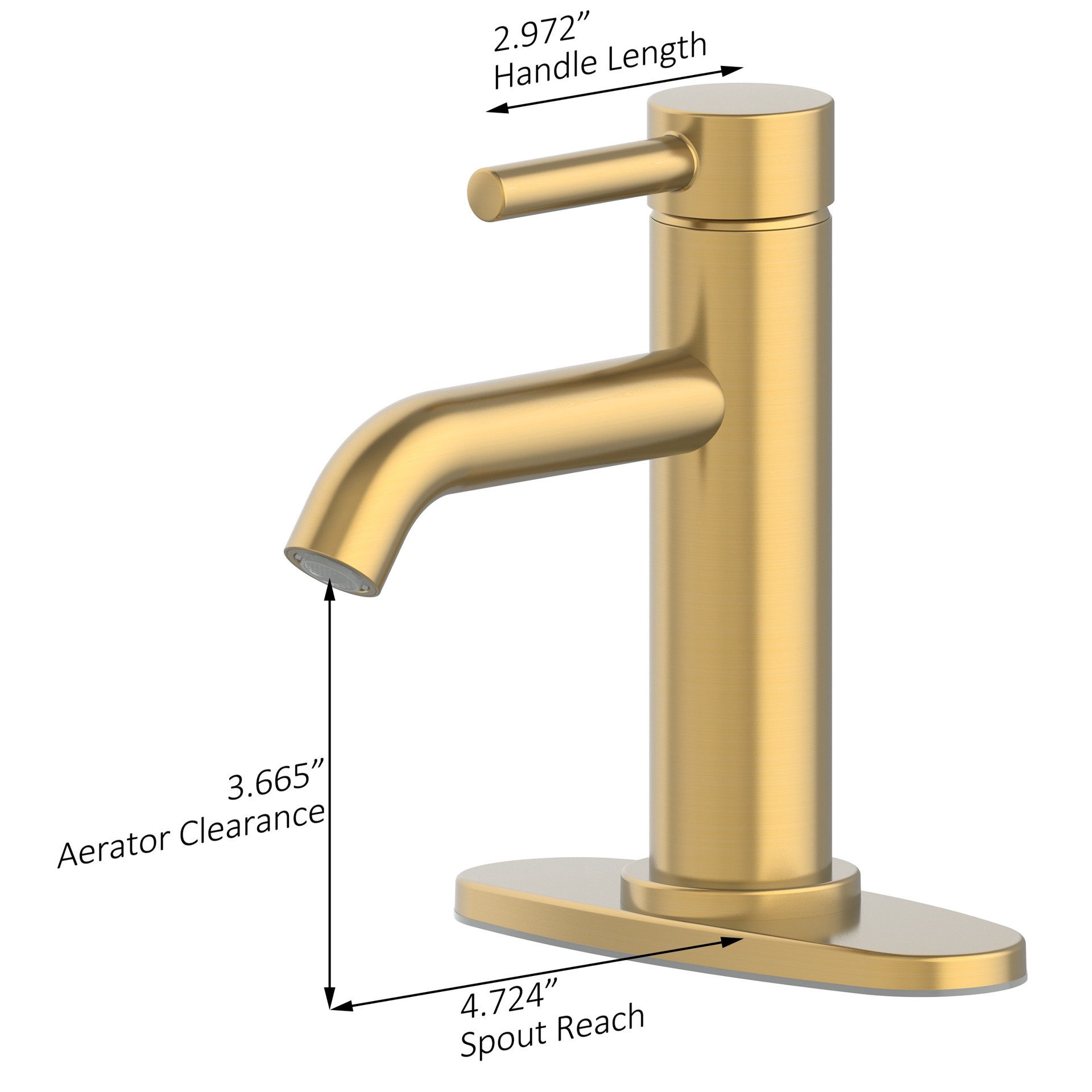 slide 4 of 6, allen + roth Harlow Brushed Gold Single hole 1-handle WaterSense Mid-arc Residential Handle Bathroom Sink Faucet with Drain with Deck Plate, 1 ct
