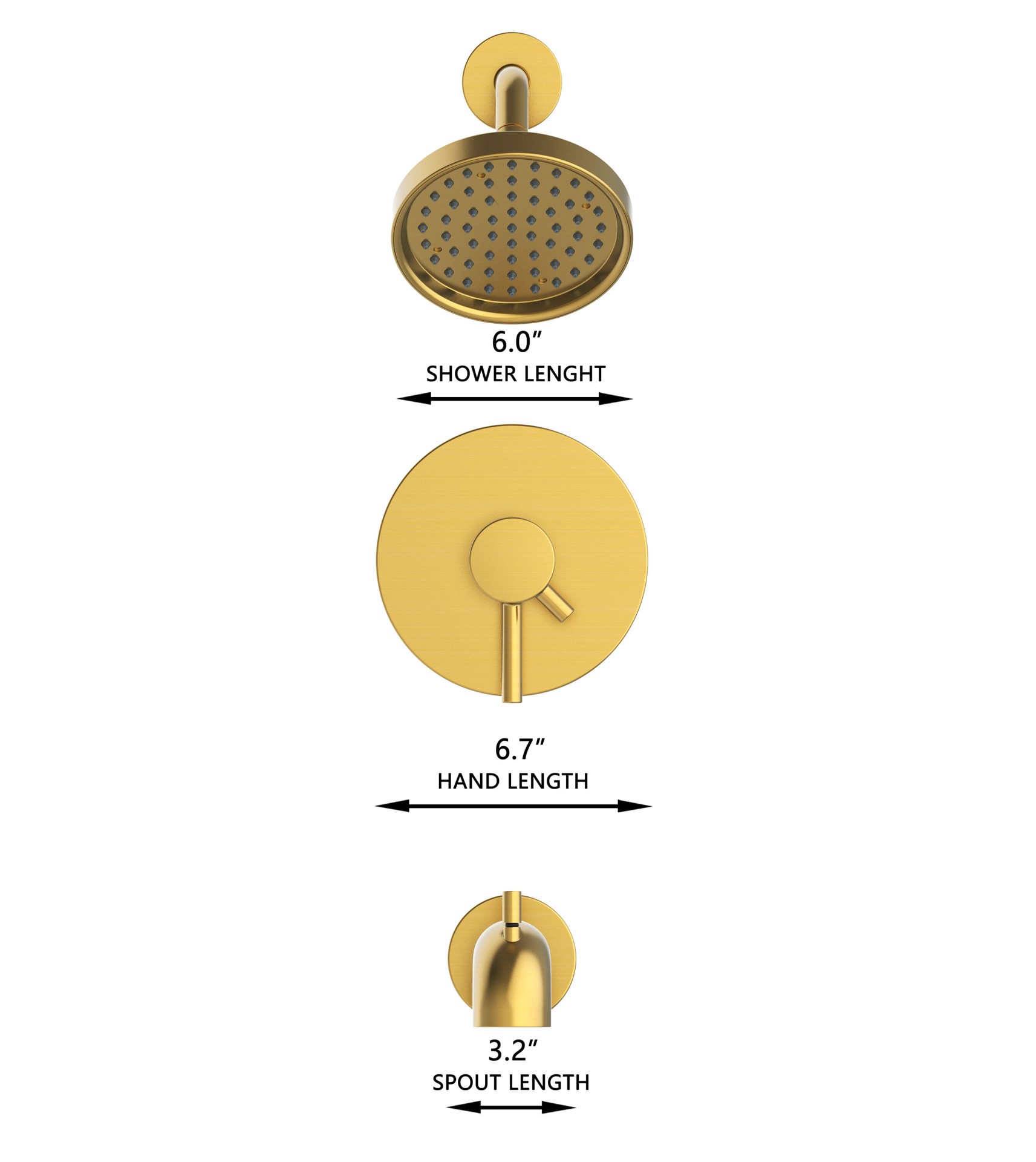 slide 5 of 6, allen + roth Harlow Brushed Gold 2-handle 6-in Round Bathtub and shower Faucet with Valve (Single Function), 1 ct