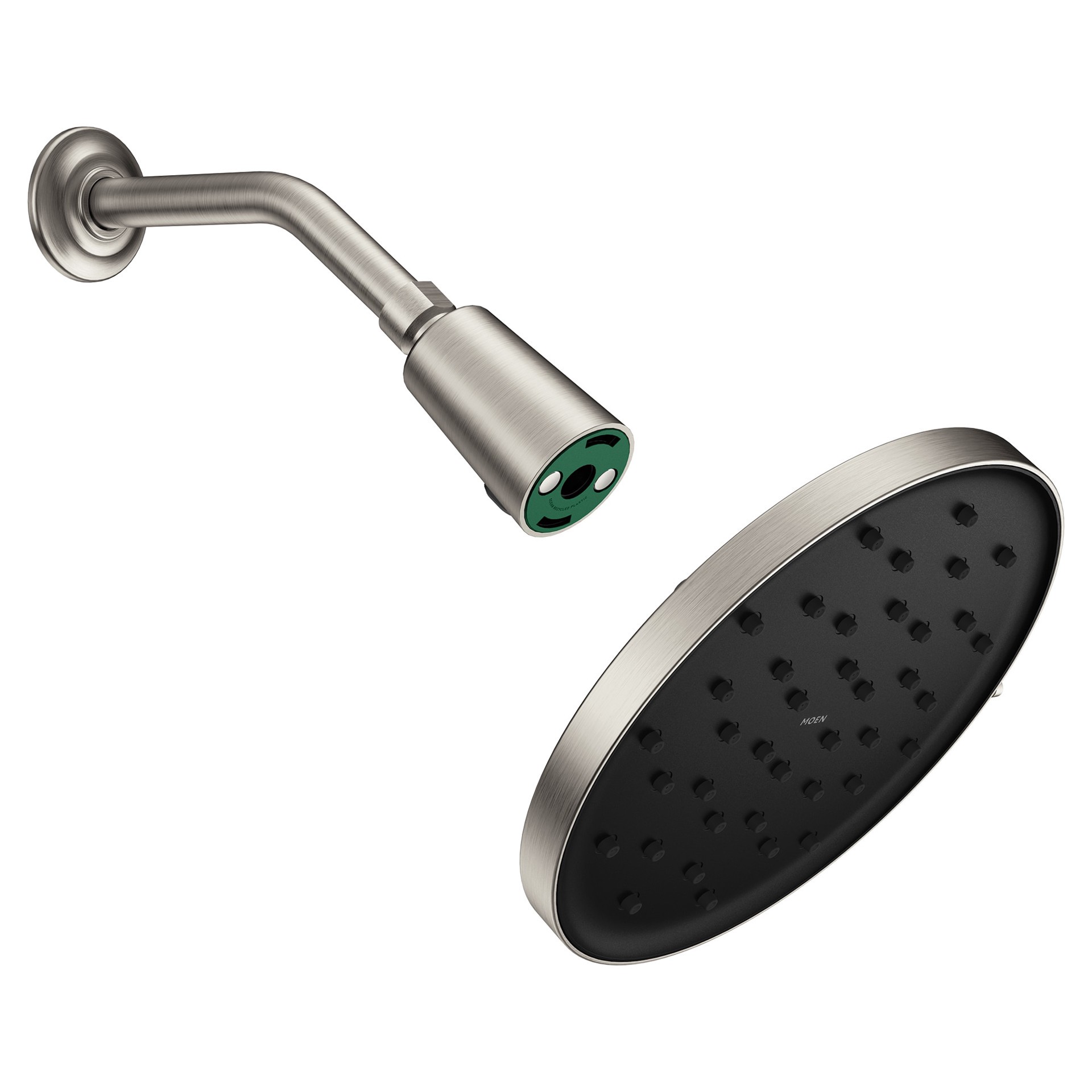 slide 1 of 6, Moen Verso Magnetix Eco-Performance 1.0 -Spray Spot Resist Brushed Nickel 9-in Round Rain Shower Head 1.75 GPM, 1 ct