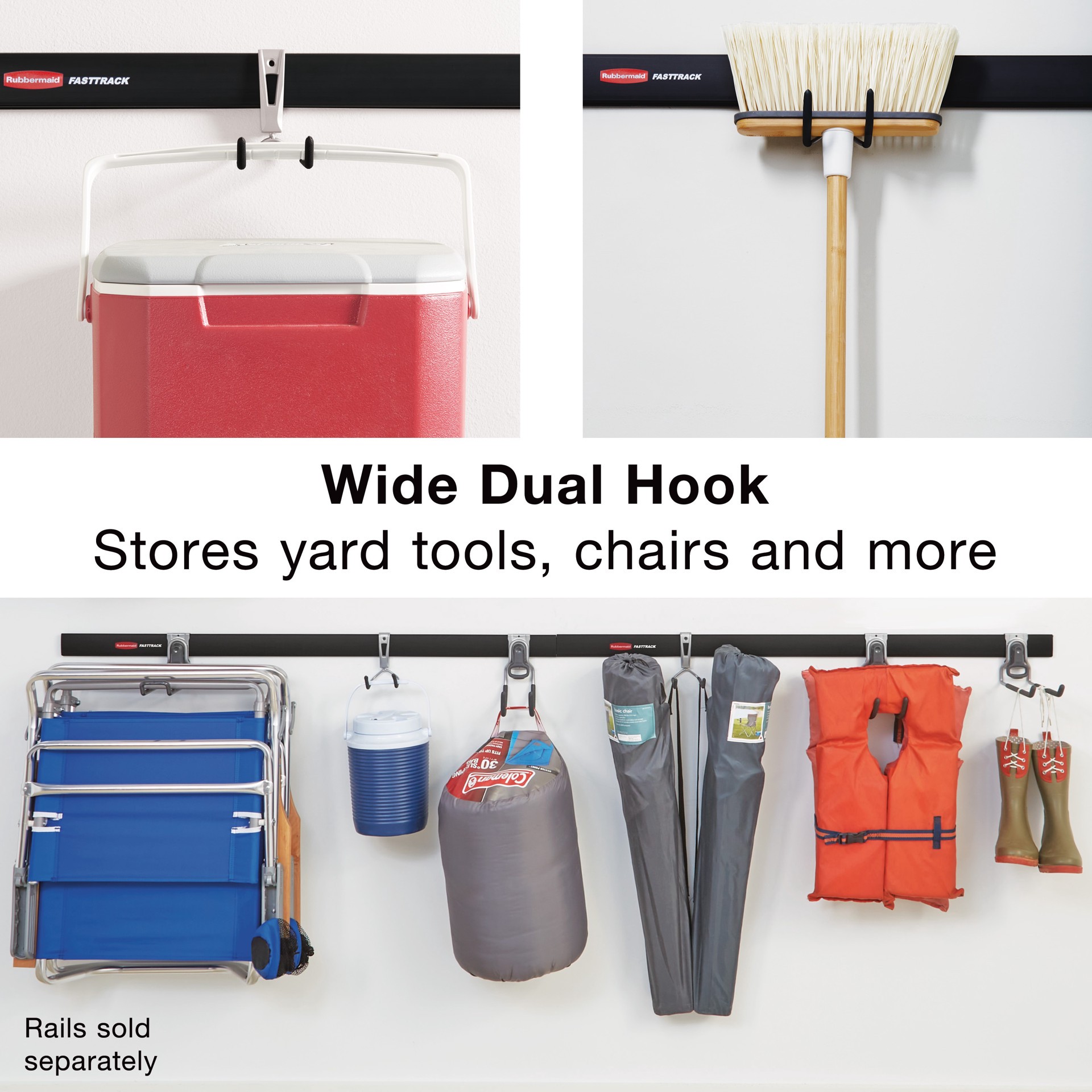 slide 2 of 6, Rubbermaid FastTrack Garage 6.5-in Satin Nickel Steel Cooler Hook, 1 ct