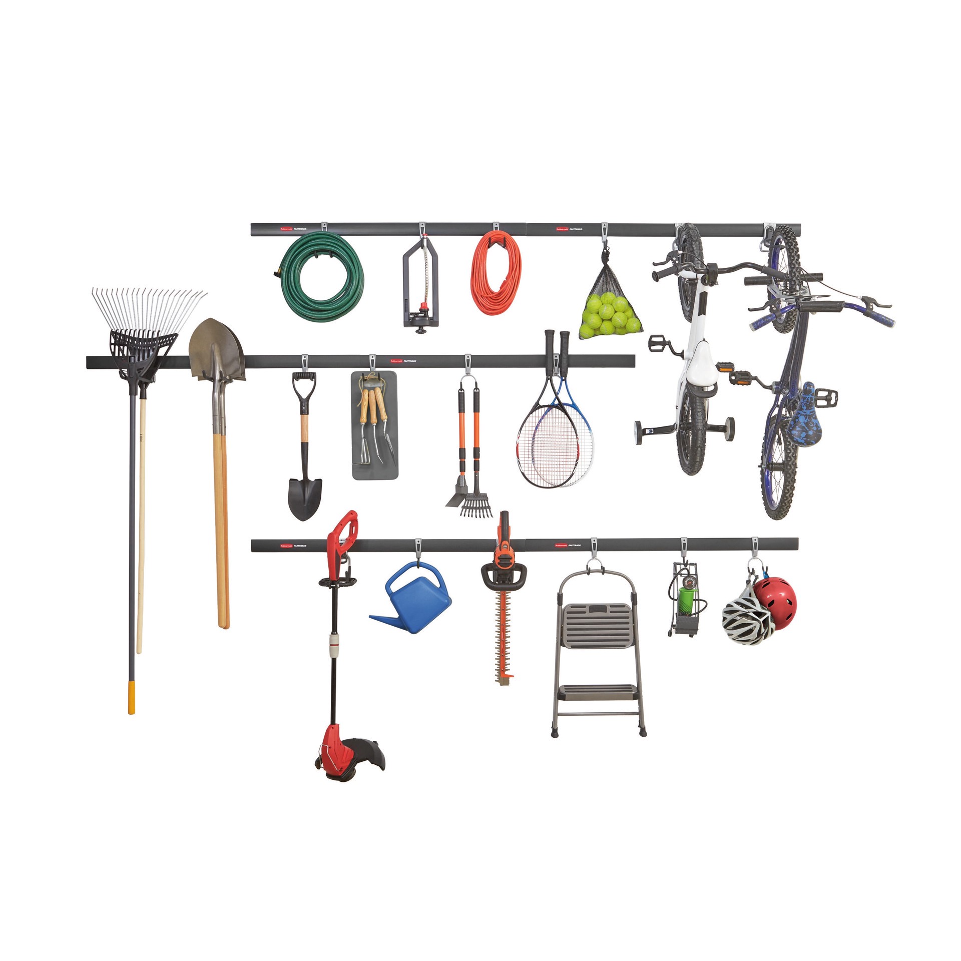 slide 1 of 6, Rubbermaid FastTrack Garage 24 -Piece 48-in Black Steel Multipurpose Storage rail system, 1 ct